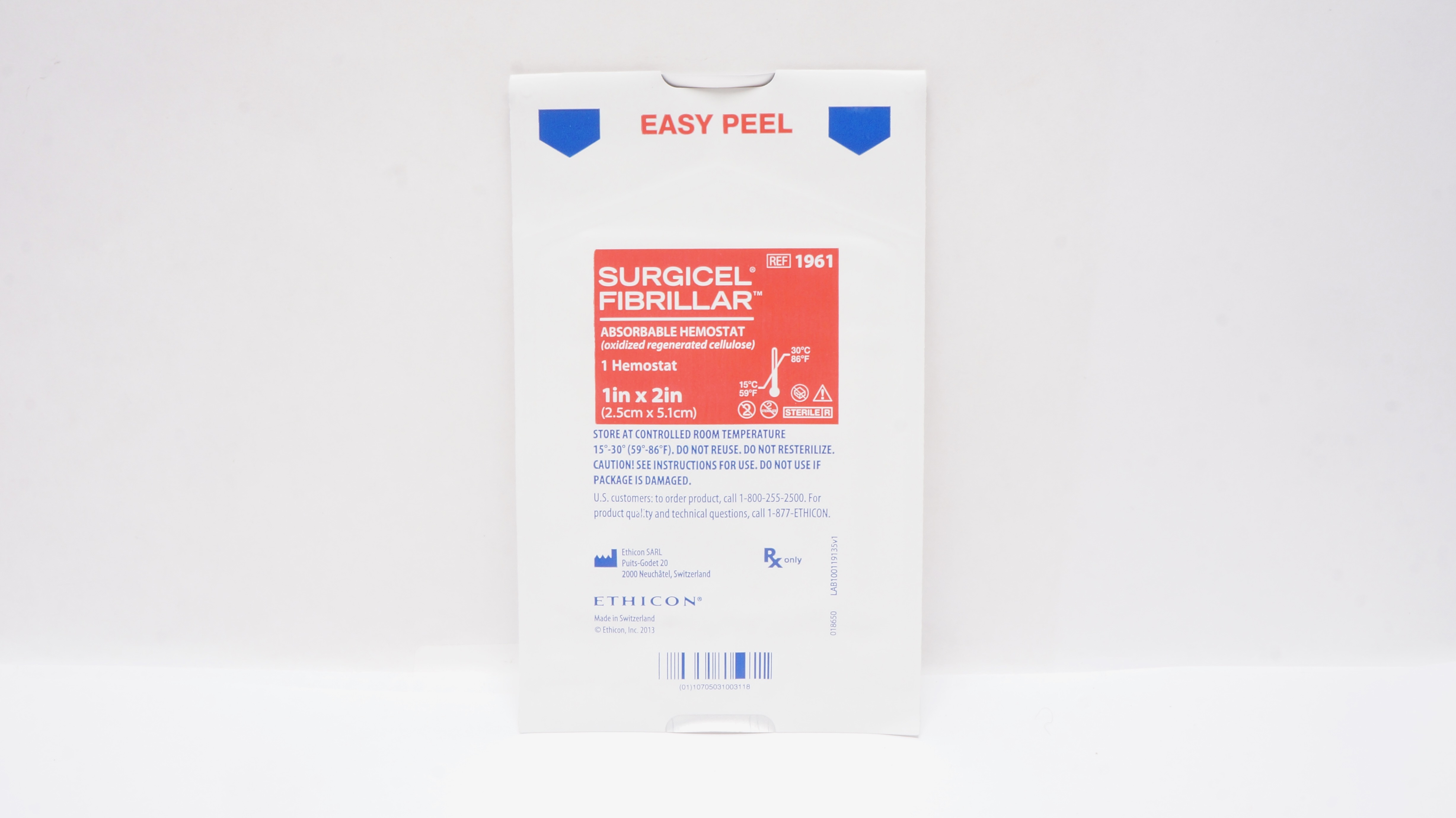Ethicon 1961 Surgicel Fibrillar Absorbable Hemostat 1.0inch x 2.0inch (x)