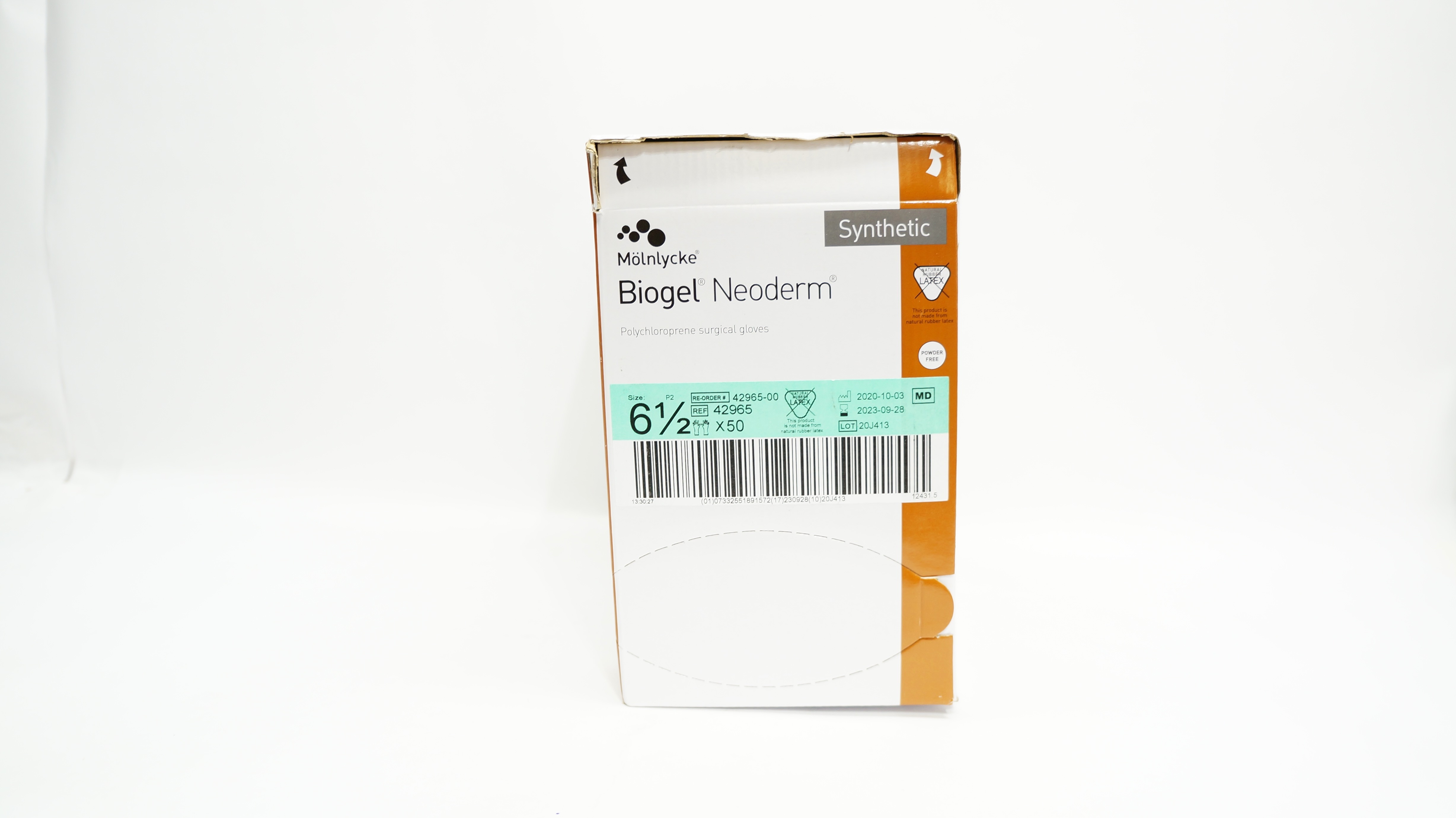 Molnlycke Healthcare 42965 Biogel NeoDerm Surgical Gloves Size 6-1/2 - Box of 50