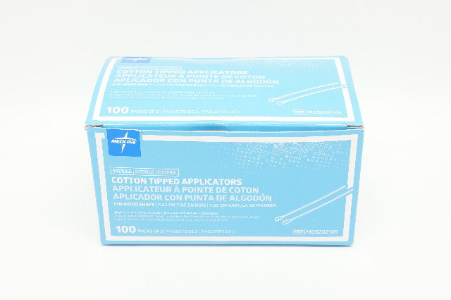 Medline MDS202105 Cotton Tipped Applicators Wood Shaft 3 inch - Box of 97