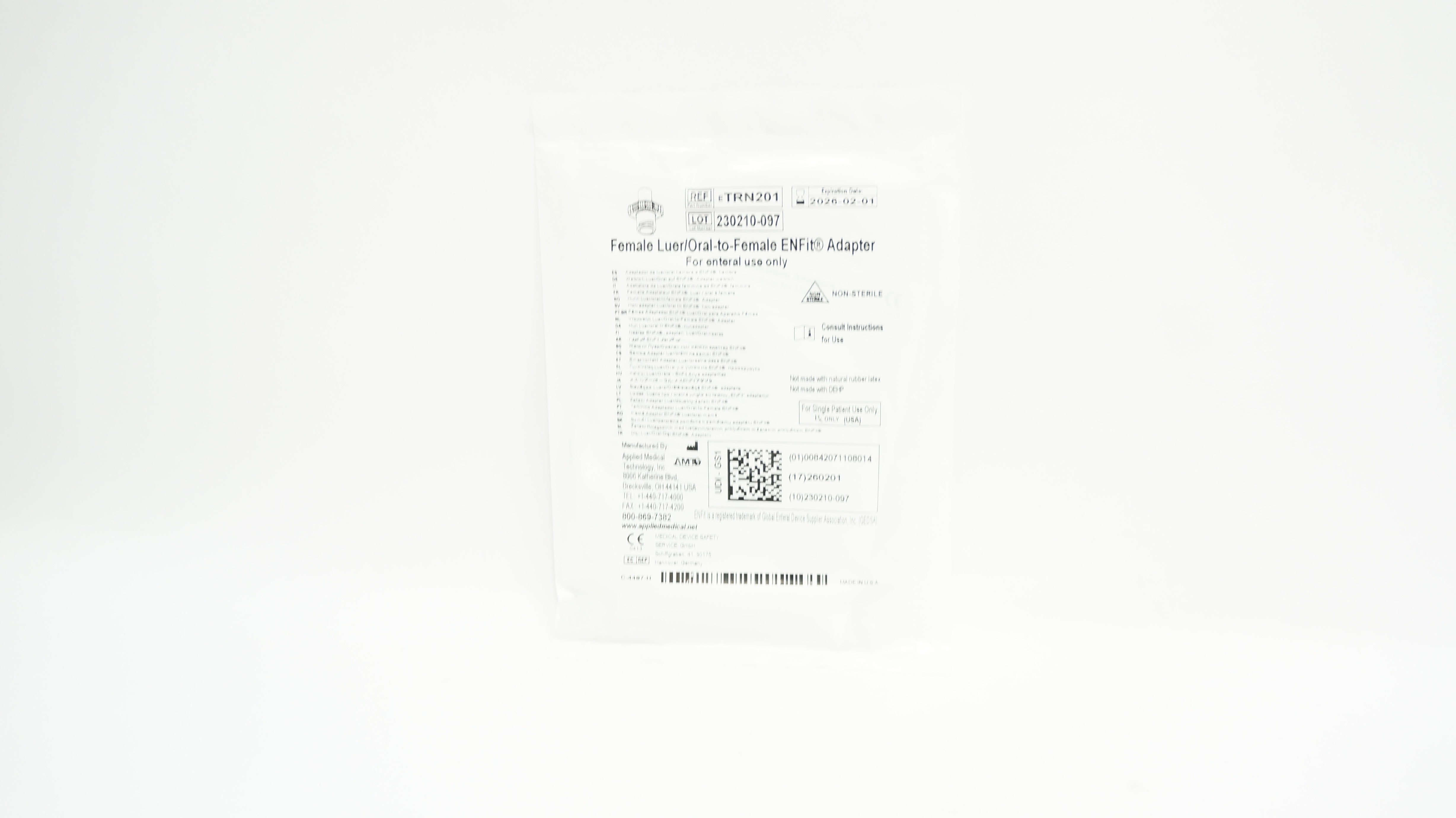 Applied Medical eTRN201 Female Luer/Oral-to-Female ENFit Adapter