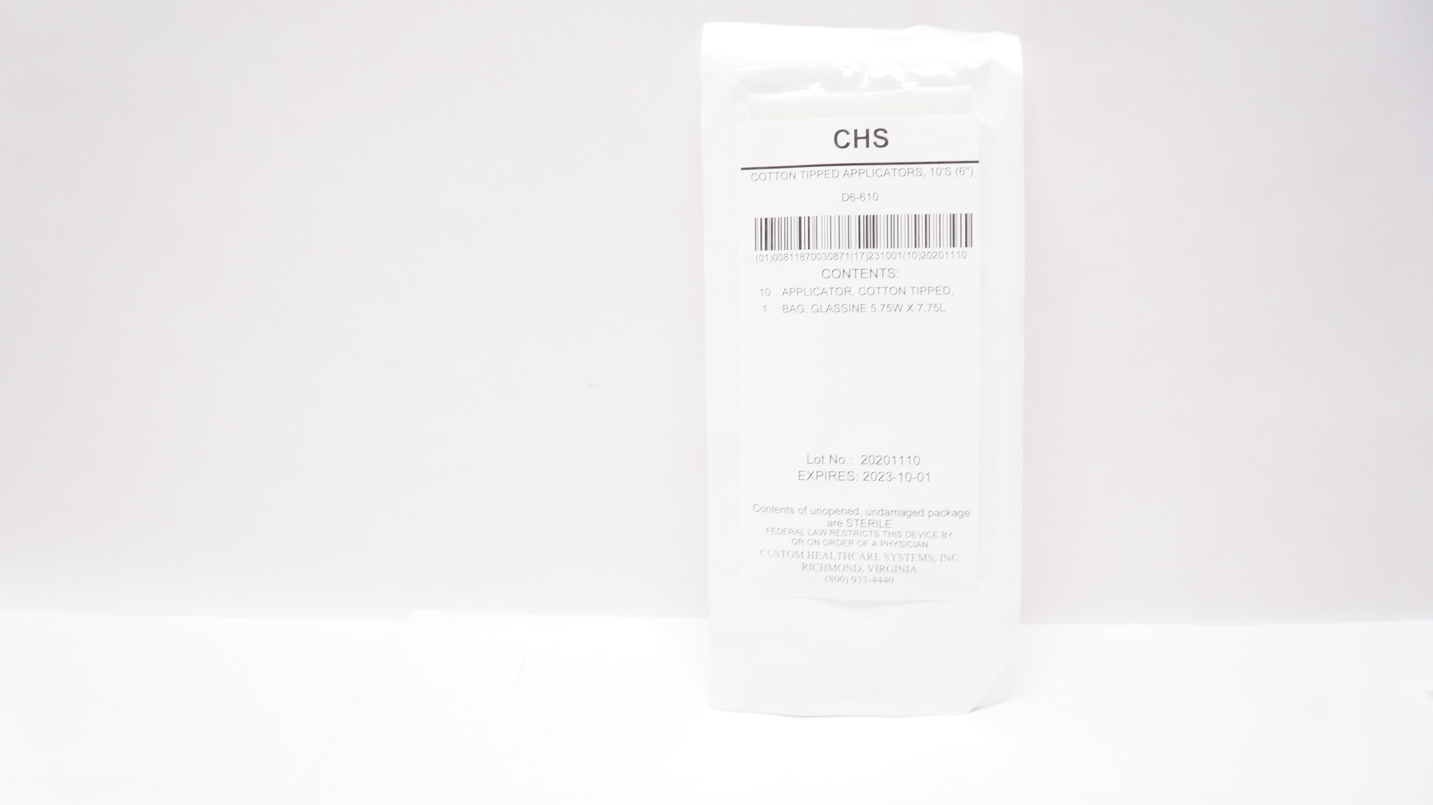 CHS D6-610 Cotton Tipped Applicators 6inch (x) - Pack of 10