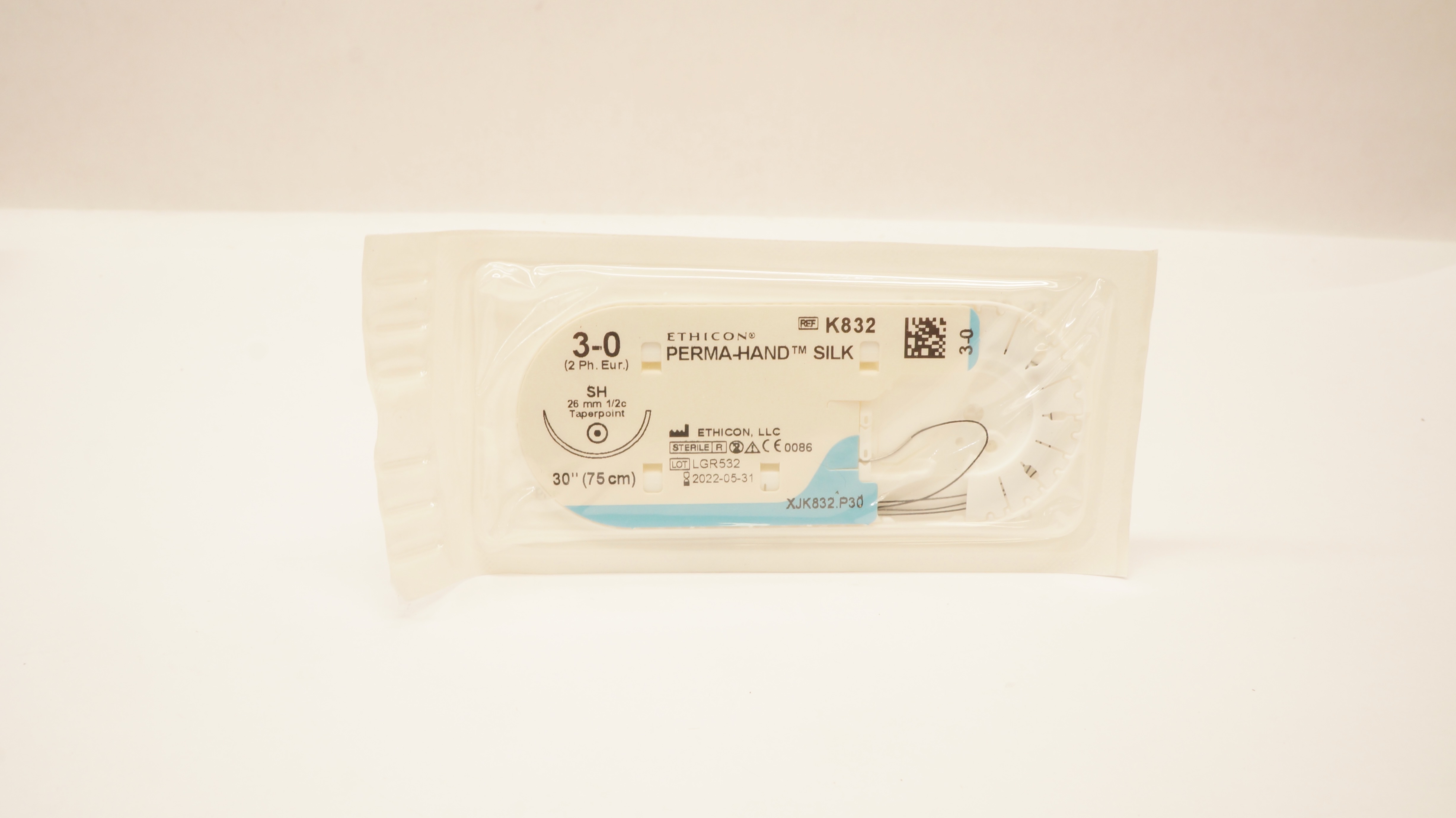 Ethicon K832 3-0 PERMA-HAND SILK SH, 26mm 1/2c Taperpoint, 30inch (x)