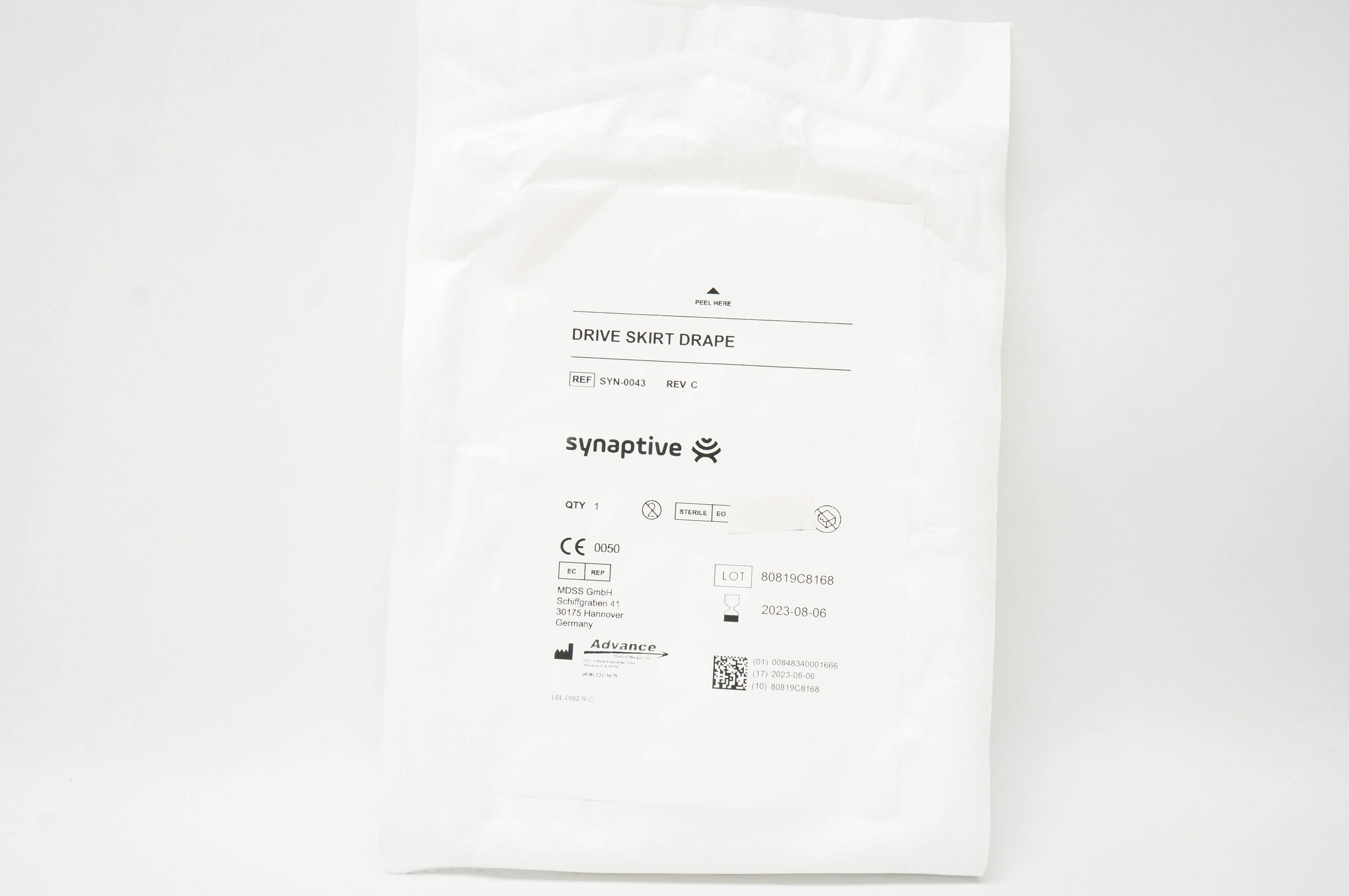 Synaptive Medical SYN-0043 Drive Skirt Drape 44inch x 36inch