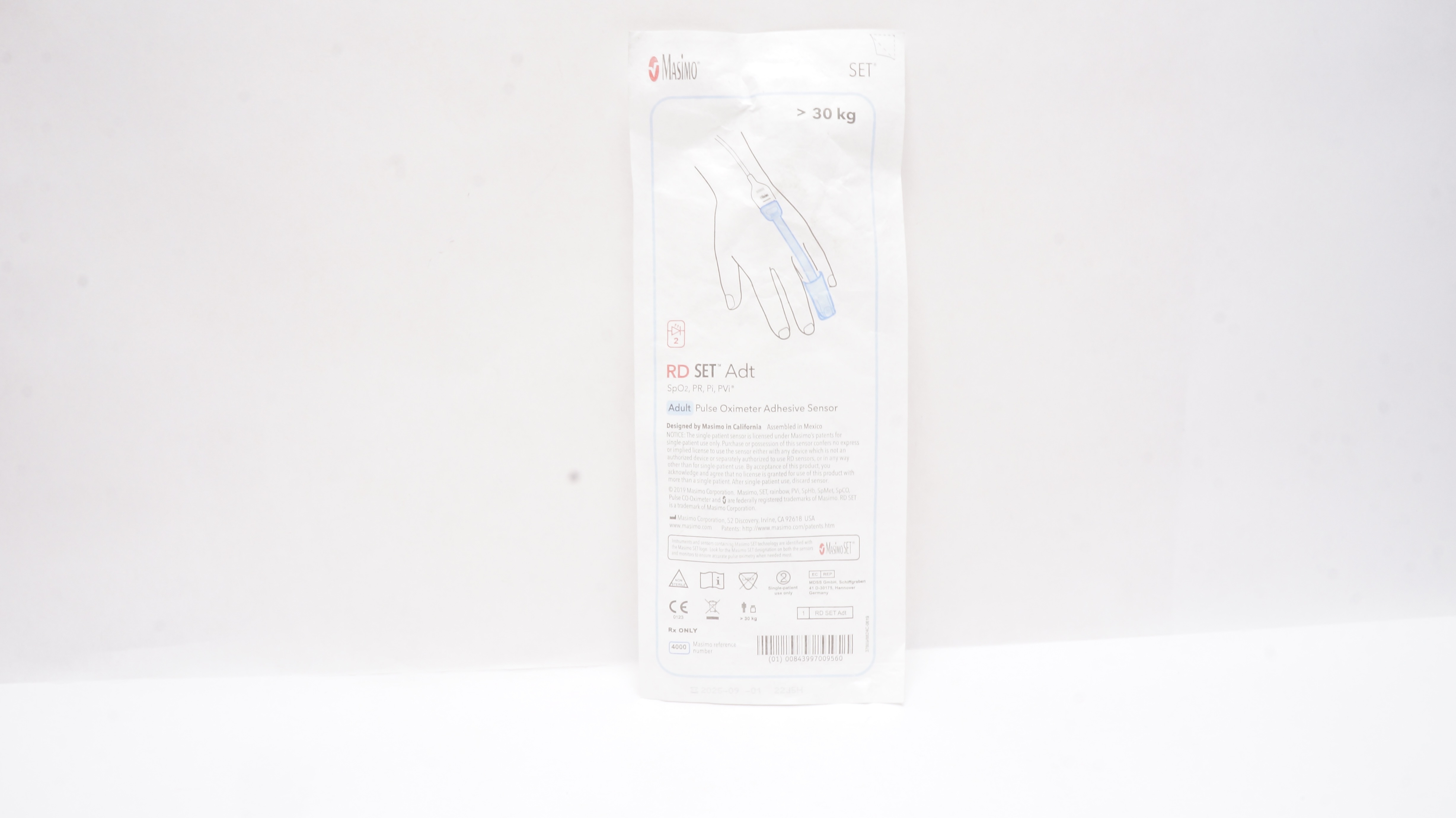 Masimo 4000 RD SET Adt Adult Pulse Oximeter Adhesive Sensor >30kg