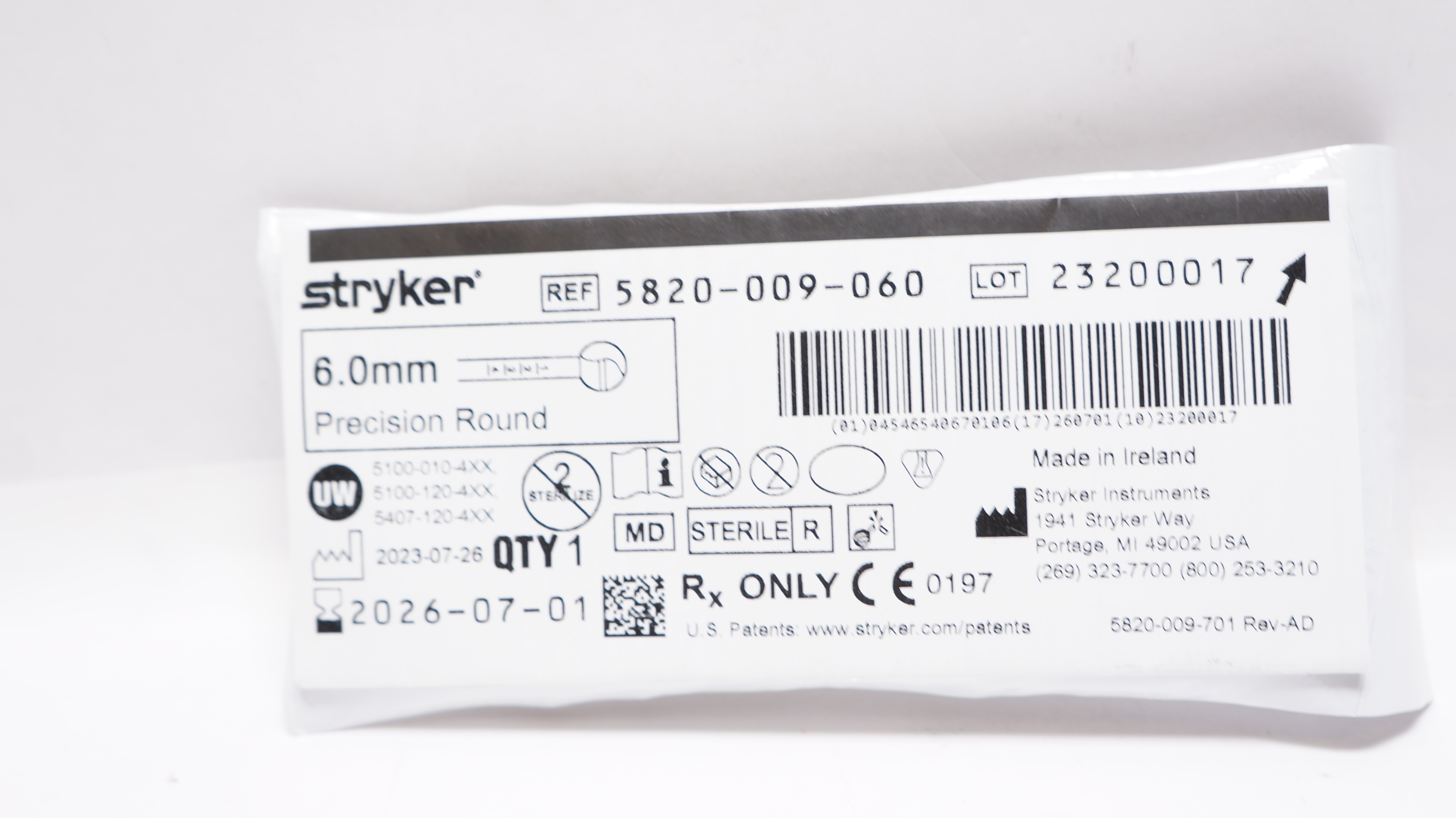 Stryker 5820-009-060 Precision Round 6.0mm