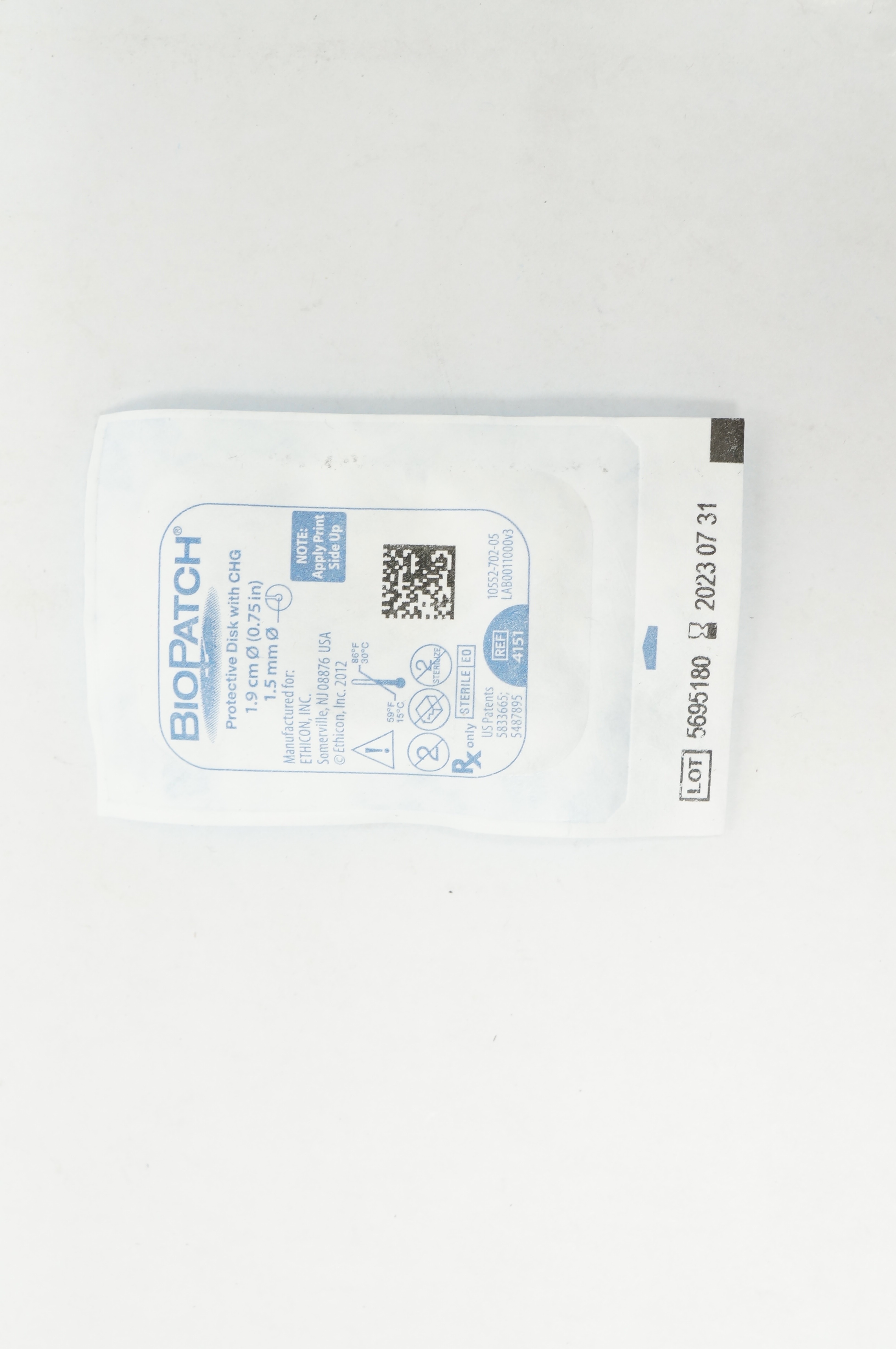 Ethicon 4151 BioPatch Protective Disk with CHG 0.75inch x 1.5mm