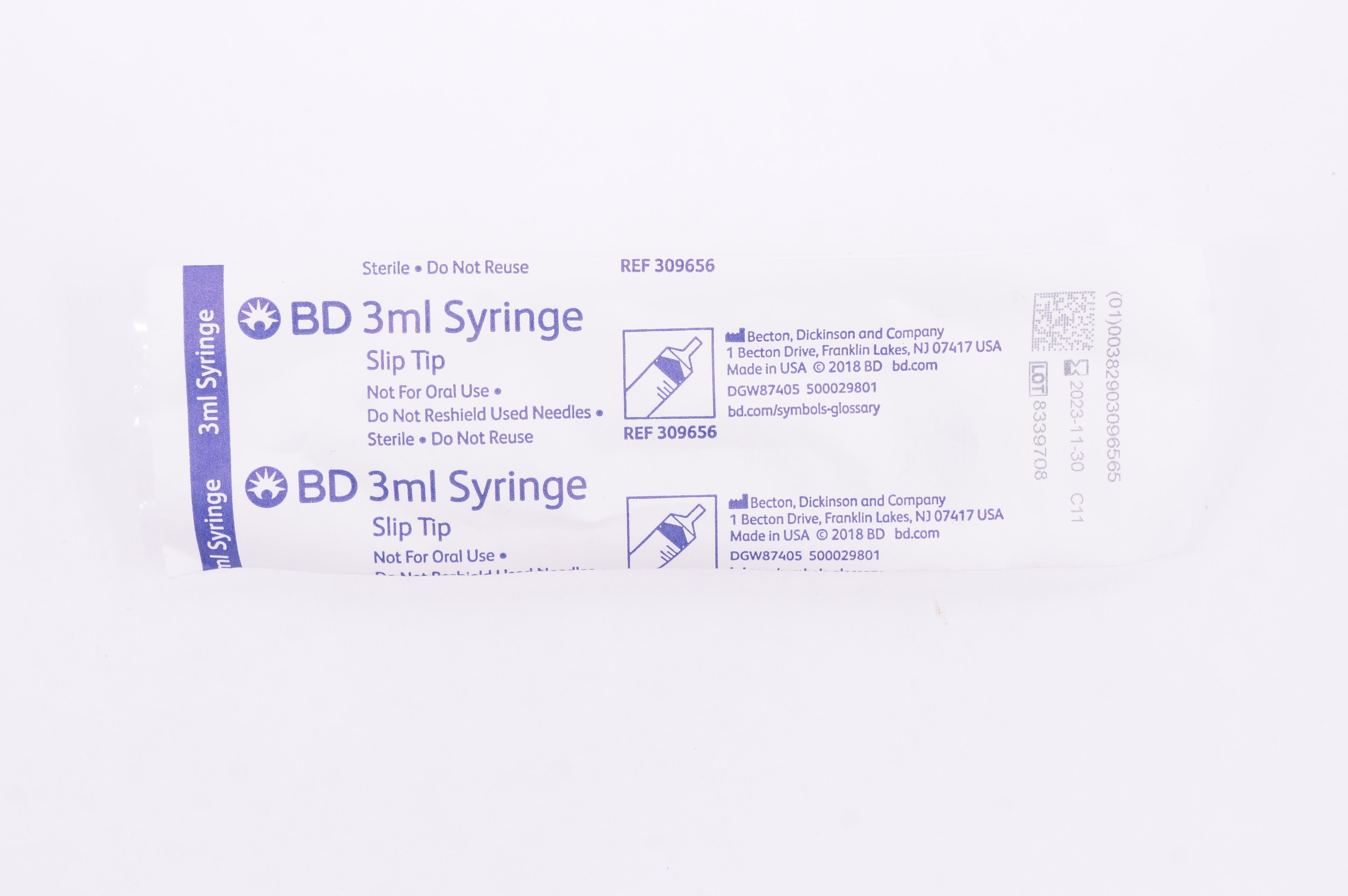 BD 309656 Syringe 3ml Slip Tip