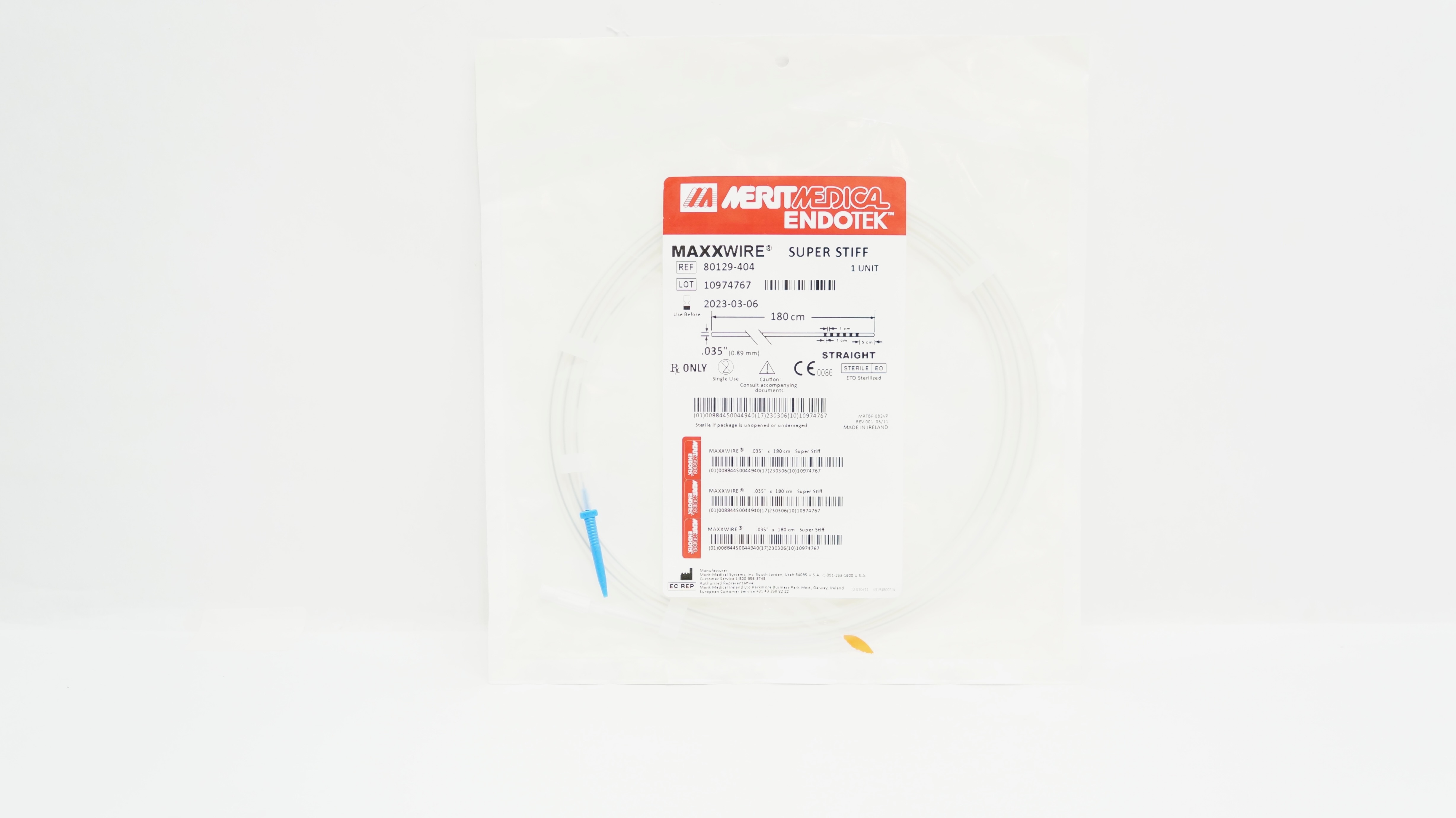 Merit Medical 80129-404 Endotek MaxxWire Super Stiff Wire .035 inch x 180cm (x)