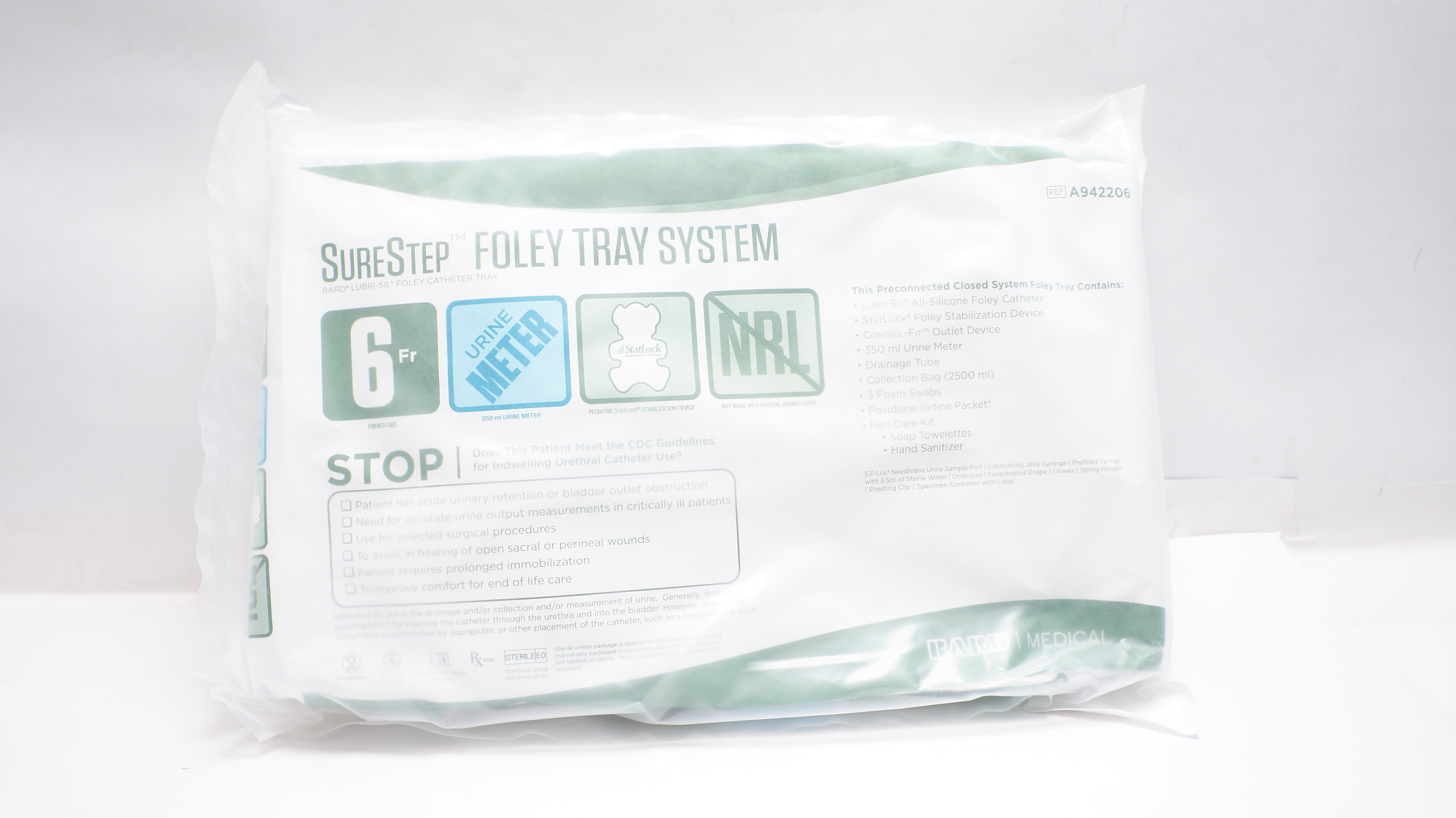 Bard A942206 SureStep Foley Tray System, Urine Meter, StatLock, 6Fr 350ml (x)
