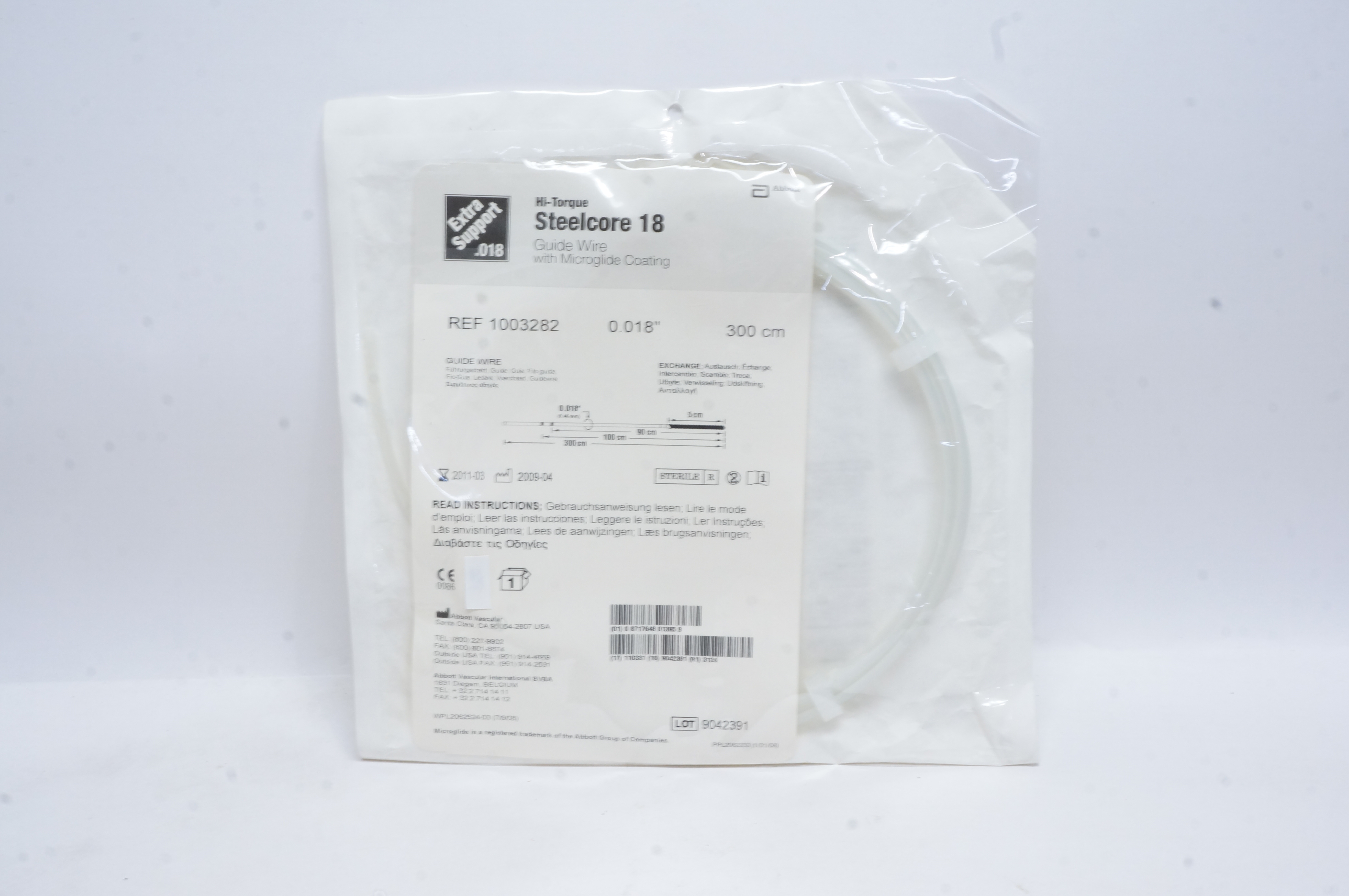 Abbott 1003282 Hi-Torque Steelcore 18 Guide Wire 0.018inch x 300cm (x)