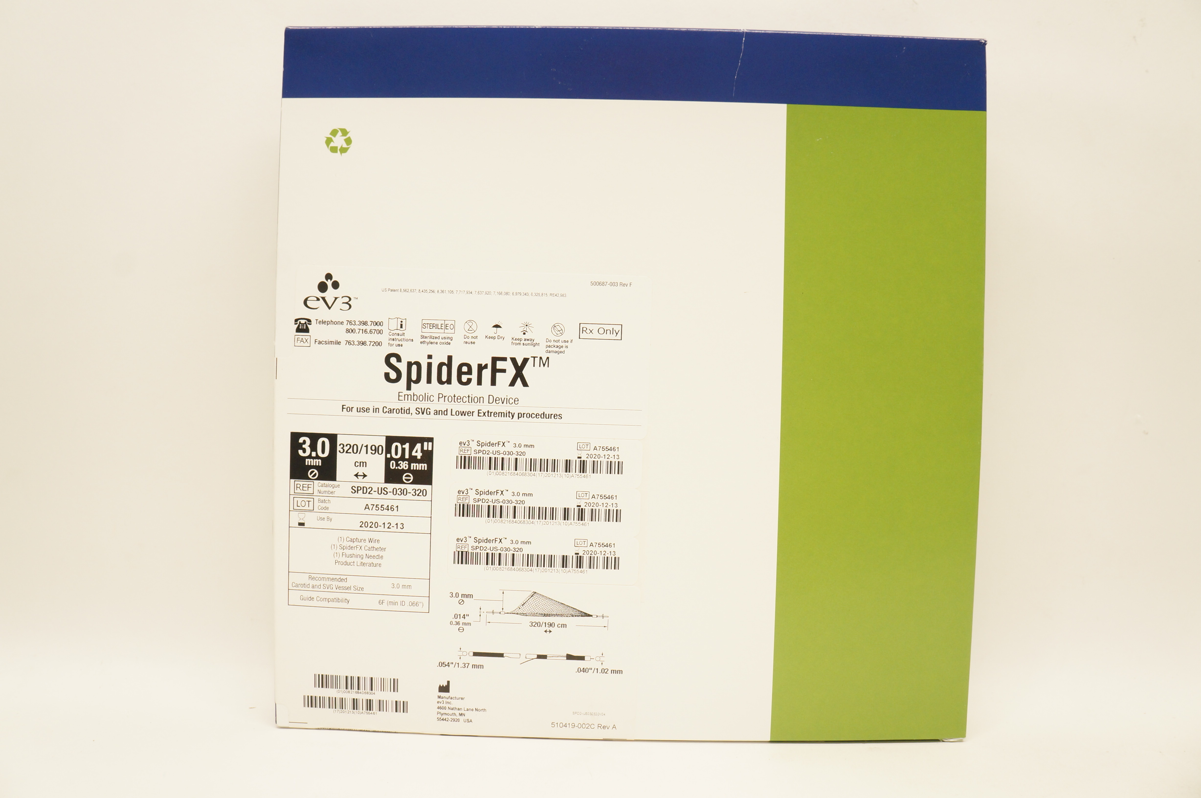 EV3 SPD2-US-030-320 Embolic Protection Device 3.0 x .014inch x 320/190cm (x)