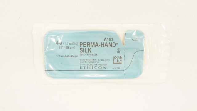 Ethicon A183 4-0 Perma-Hand Silk Surgical Stre Black Braided, 18 inch