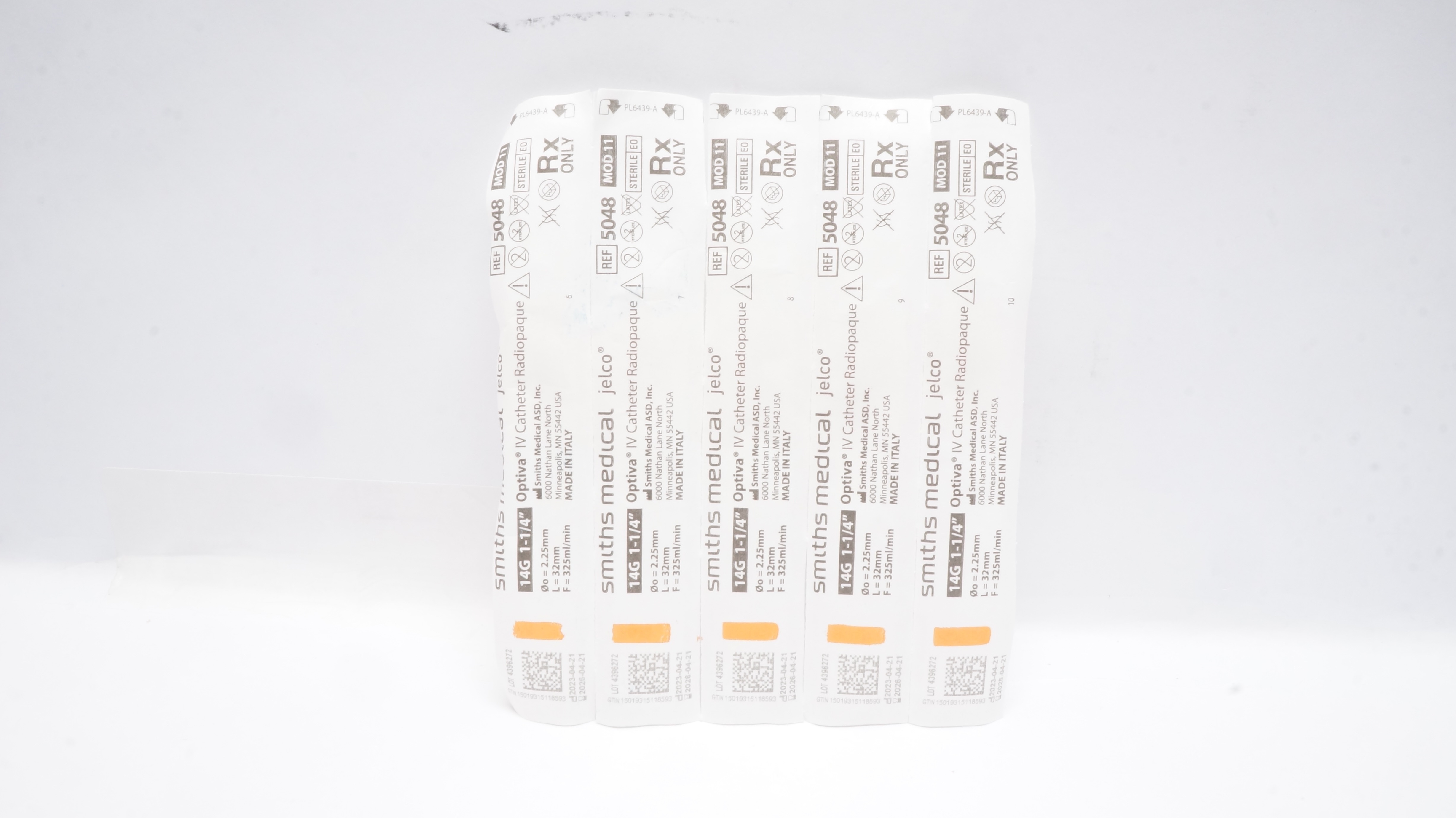 Smiths Medical 5048 Optiva IV Cath. Radiopaque MOD 11 14G 1-1/4in - Lot of 5