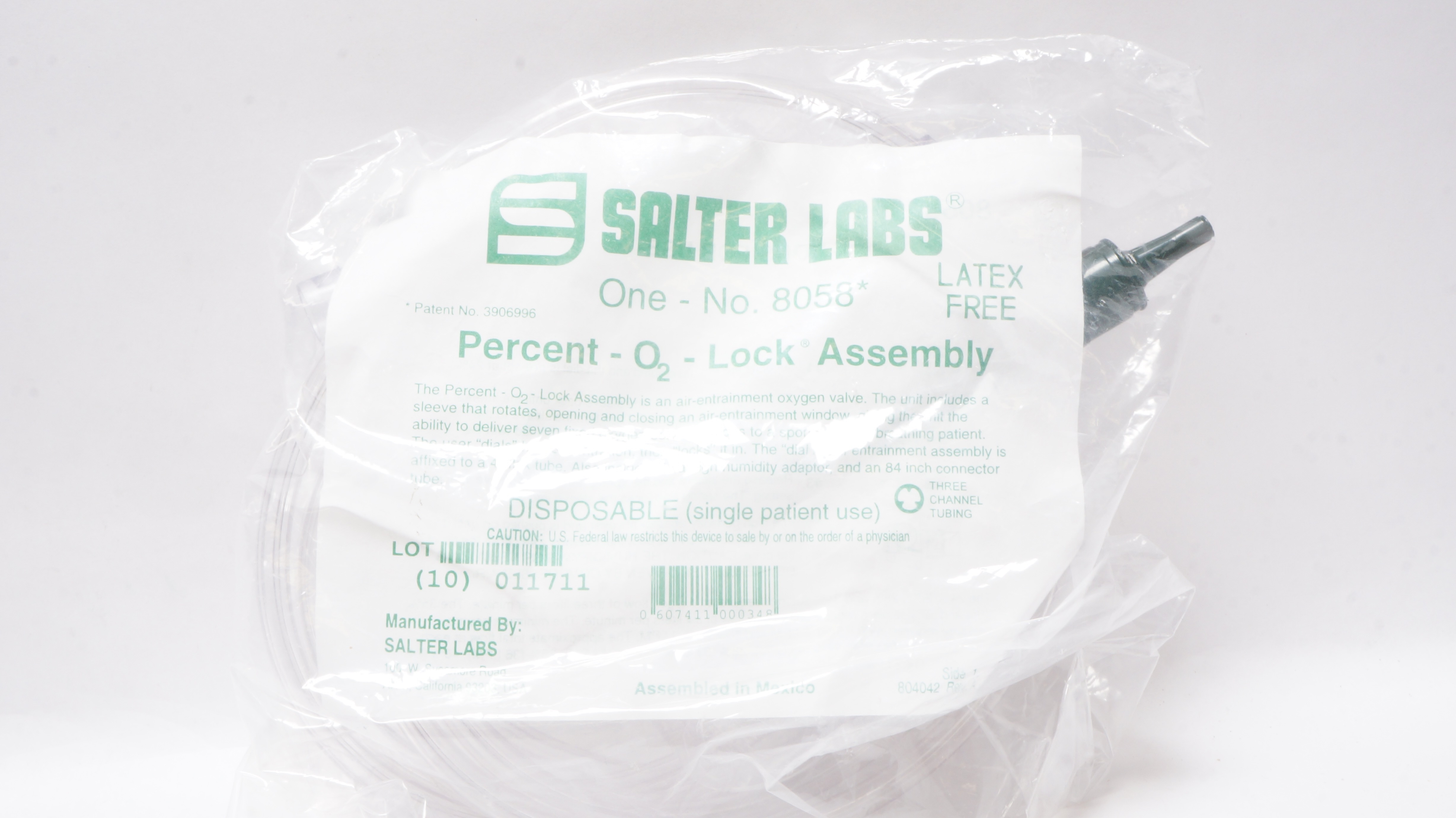 Salter Labs 8058 Percent O2 Lock Assembly