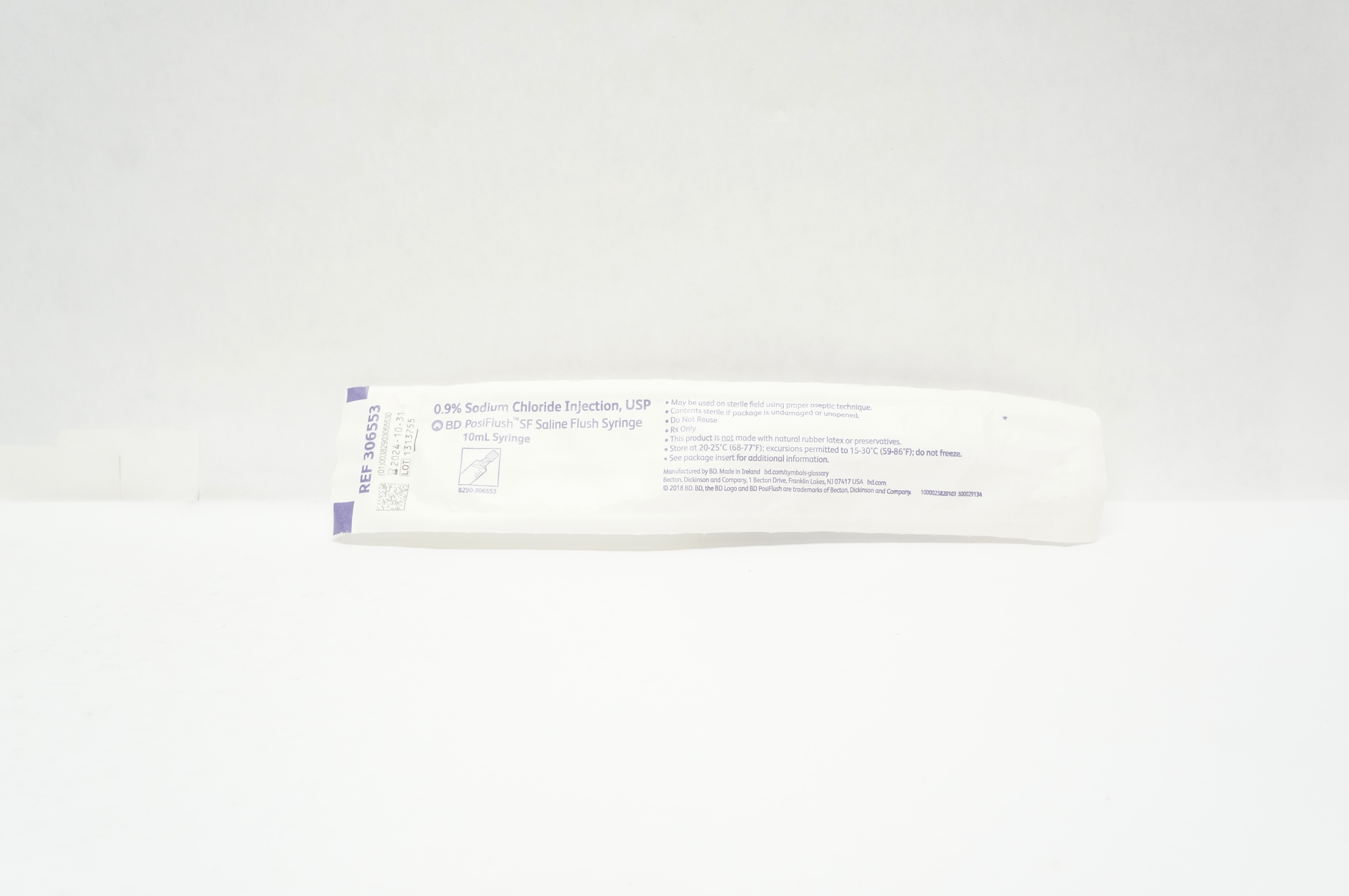 BD 306553 PosiFlush 0.9% Sodium Chloride Injection USP Saline Flush Syringe 10ml