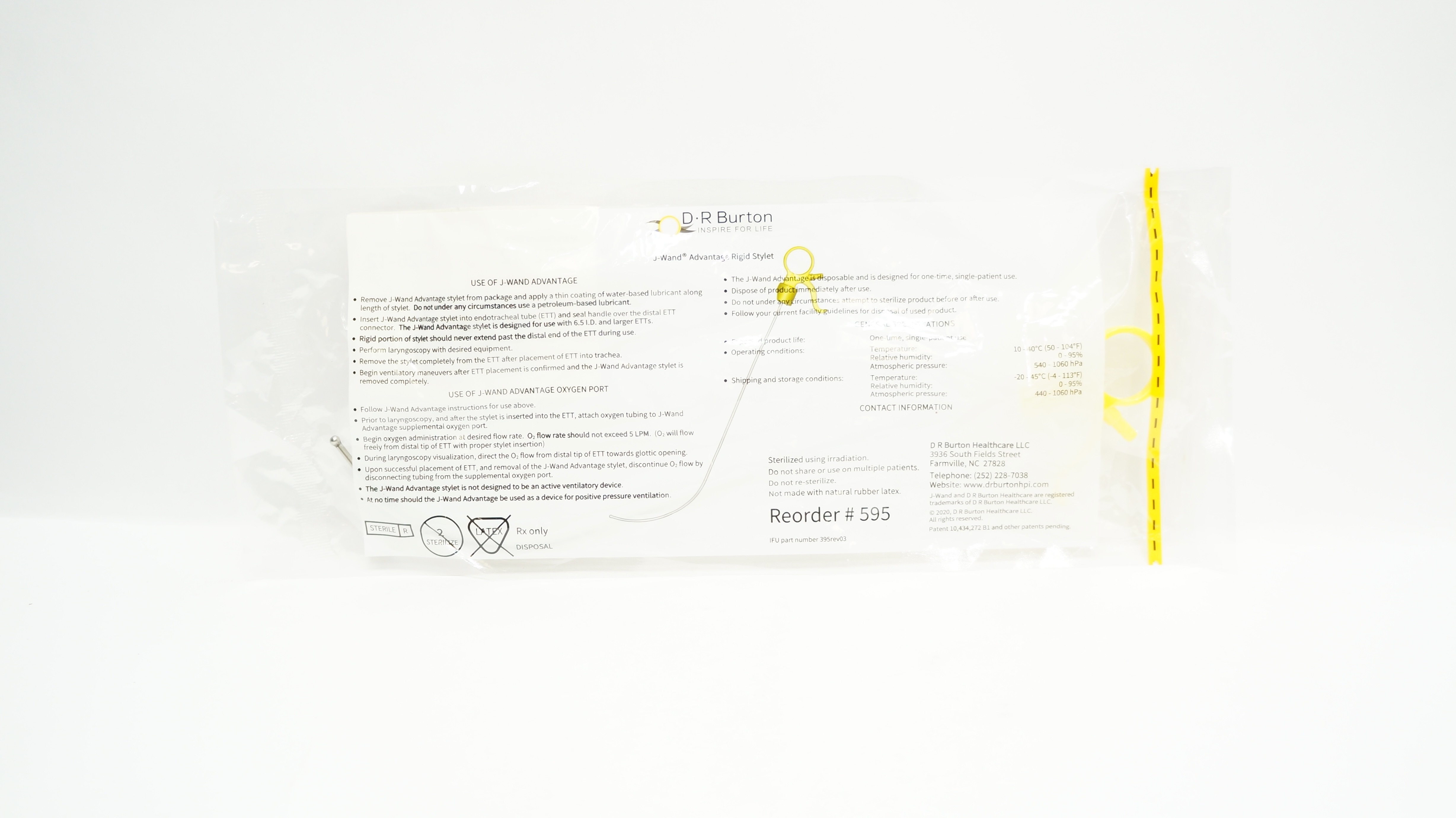 D R Burton Healthcare 595 J-Wand Advantage Rigid Stylet