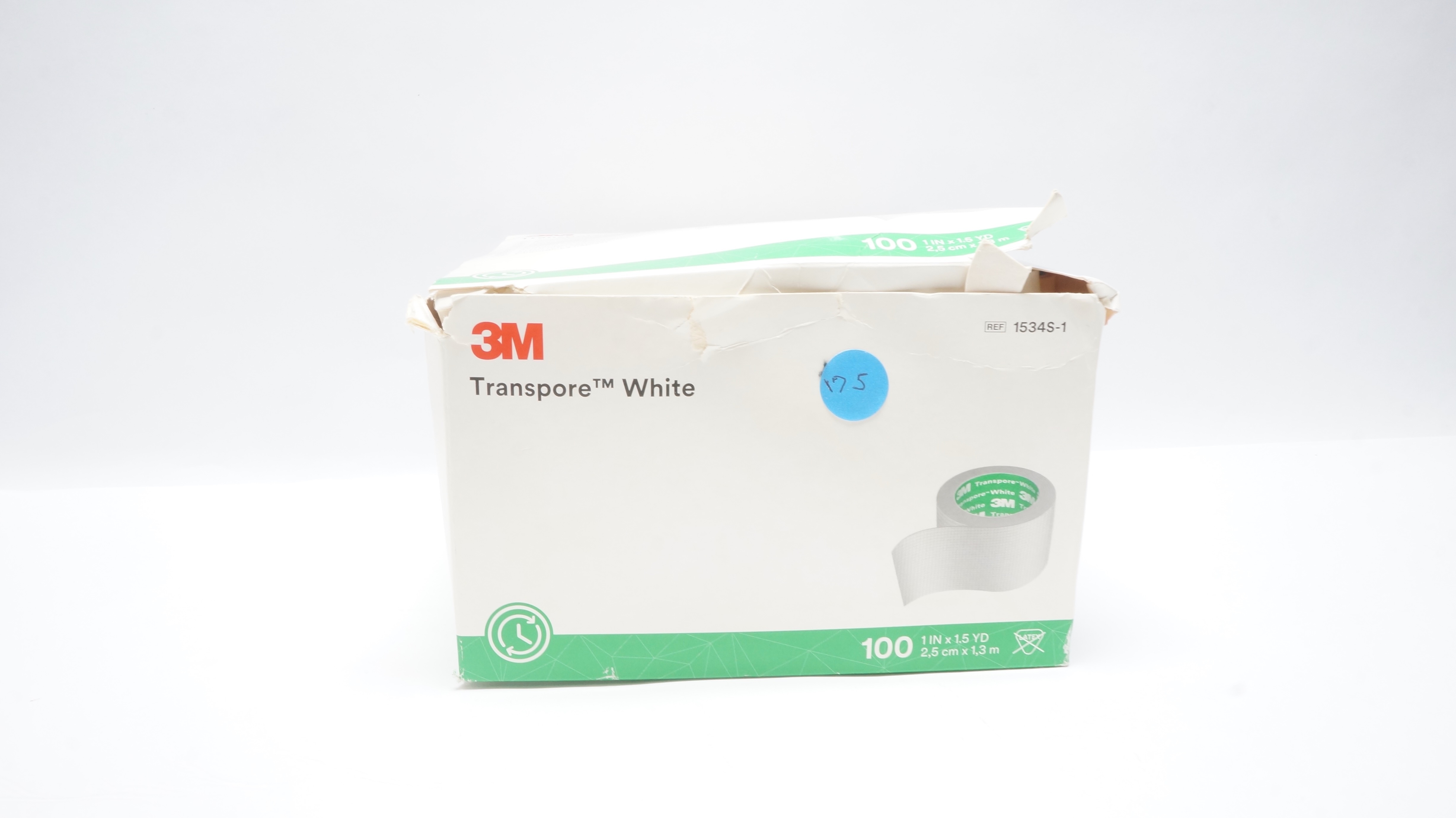 3M 1534S-1 Transpore White Surgical Tape 1inch x 1.5yds. (x) - Box of 100