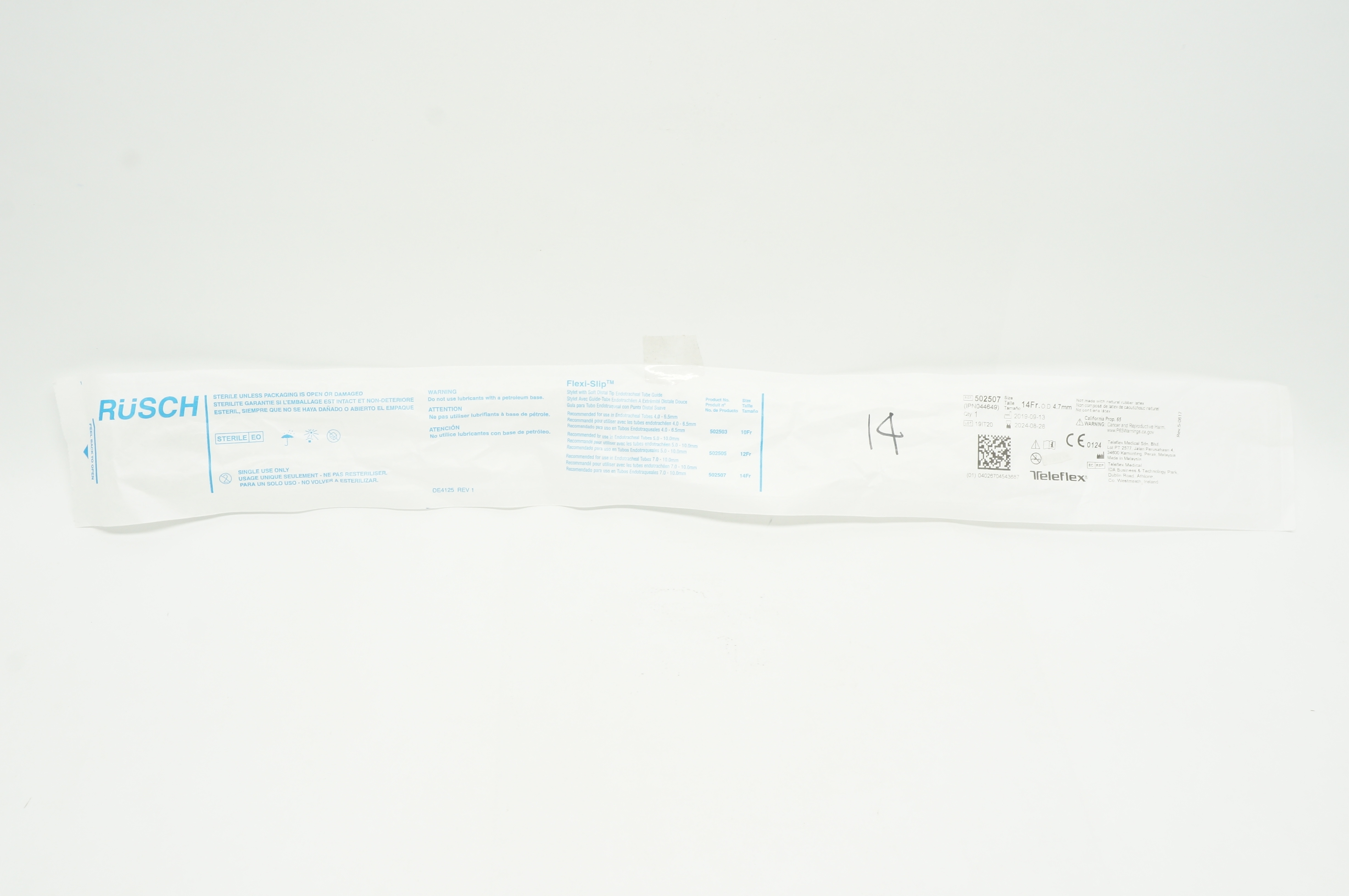 Teleflex 502507 Rusch Flexi-Slip Stylet With Soft Distal Tip 14Fr O.D. x 4.7mm