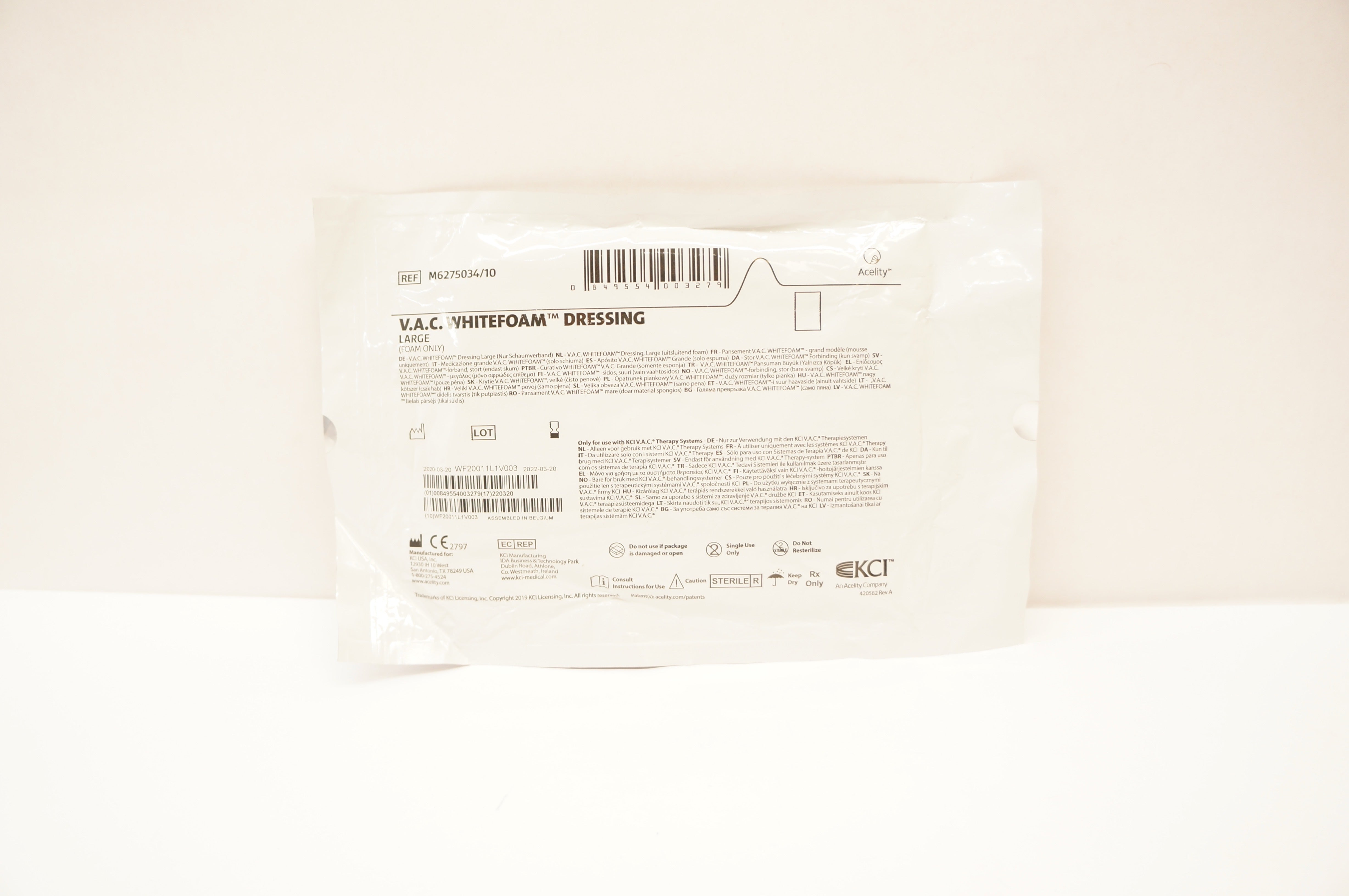 KCI M6275034/10 Acelity V.A.C. Whitefoam Dressing Large (x)