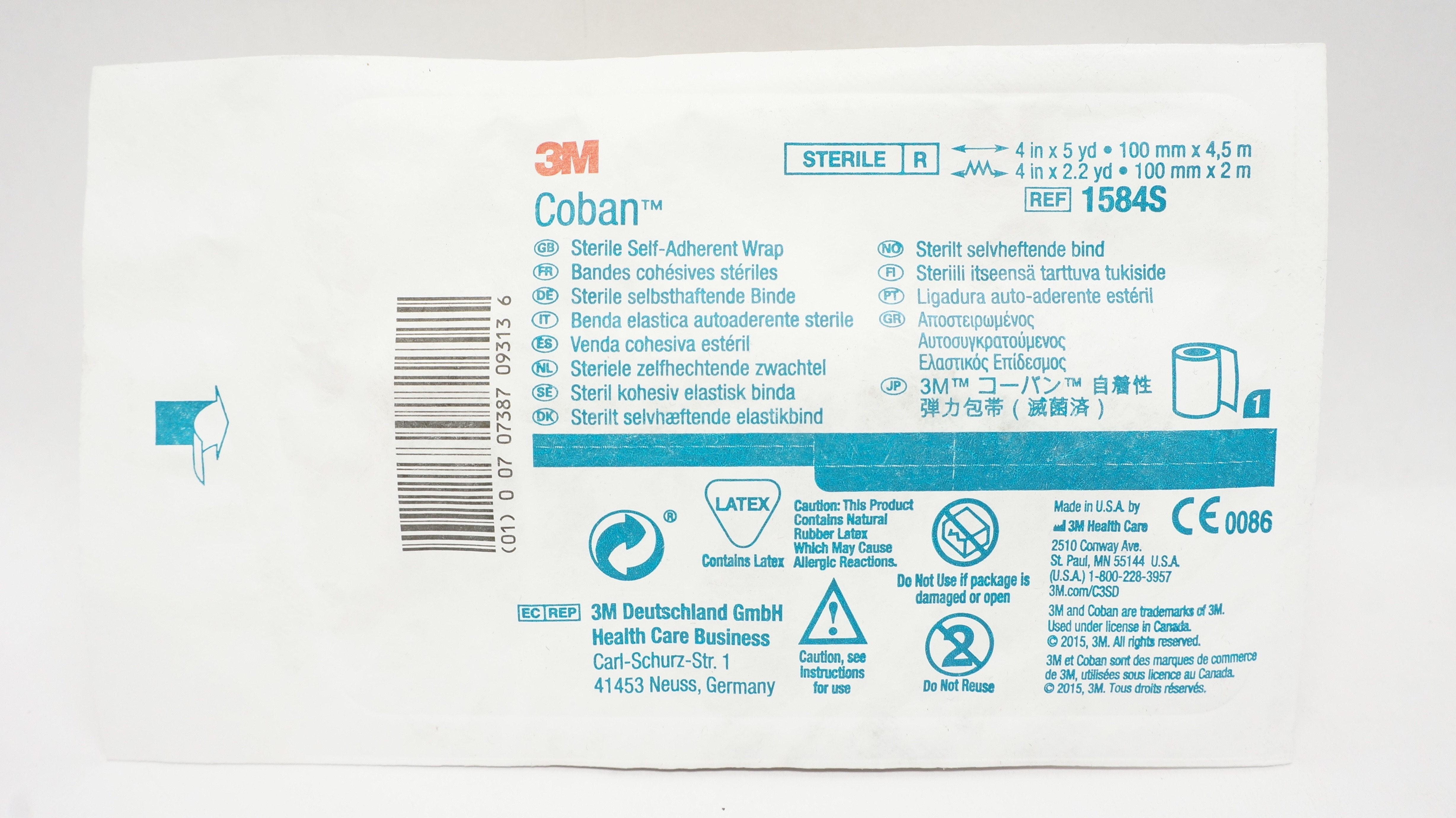 3M 1584S Coban Sterile Self-Adherent Wrap 4inch x 5yd.