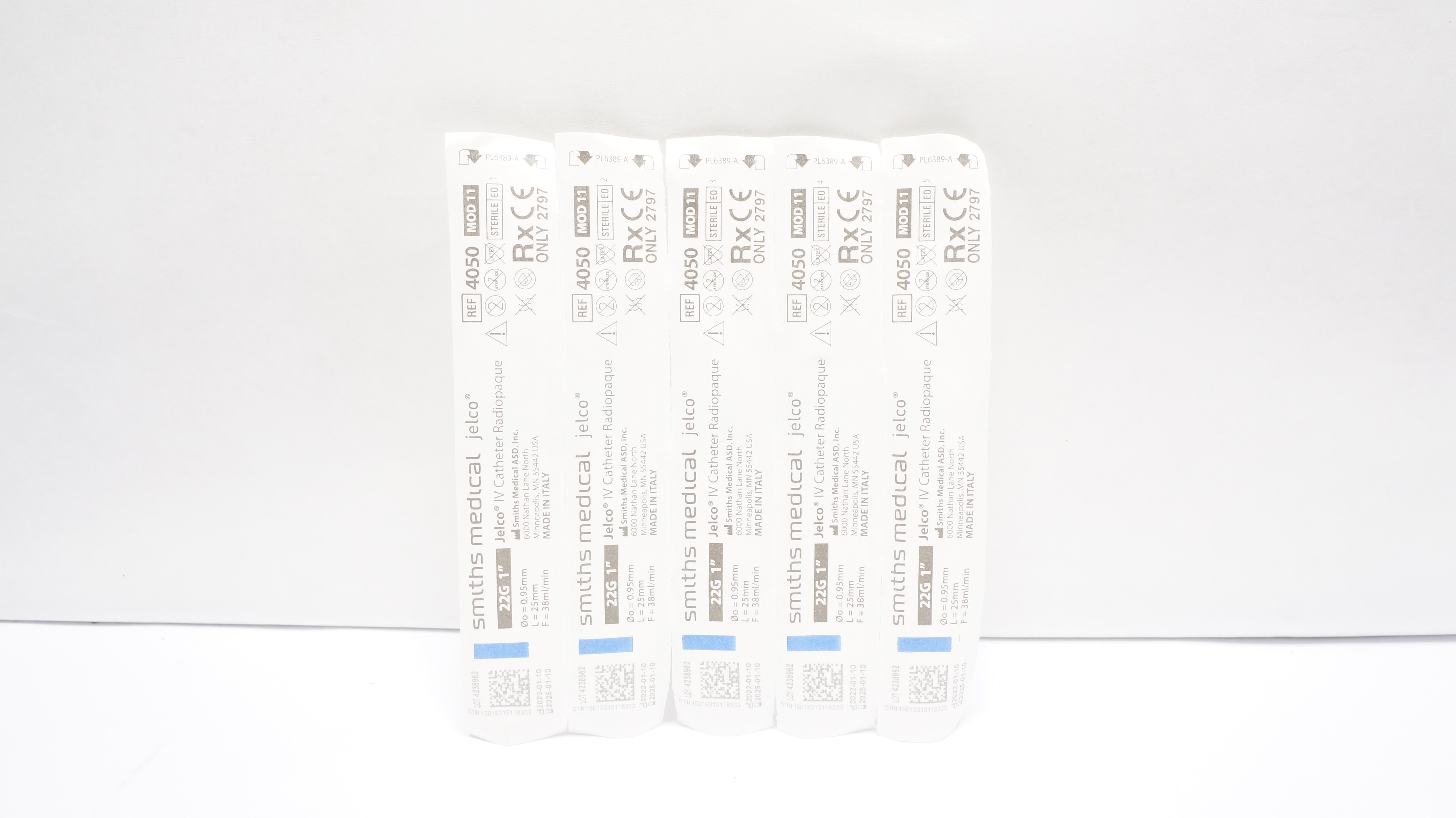 Smiths Medical 4050 JELCO I.V. Cath. Radiopaque 22G x 1in. (x) - Lot of 5