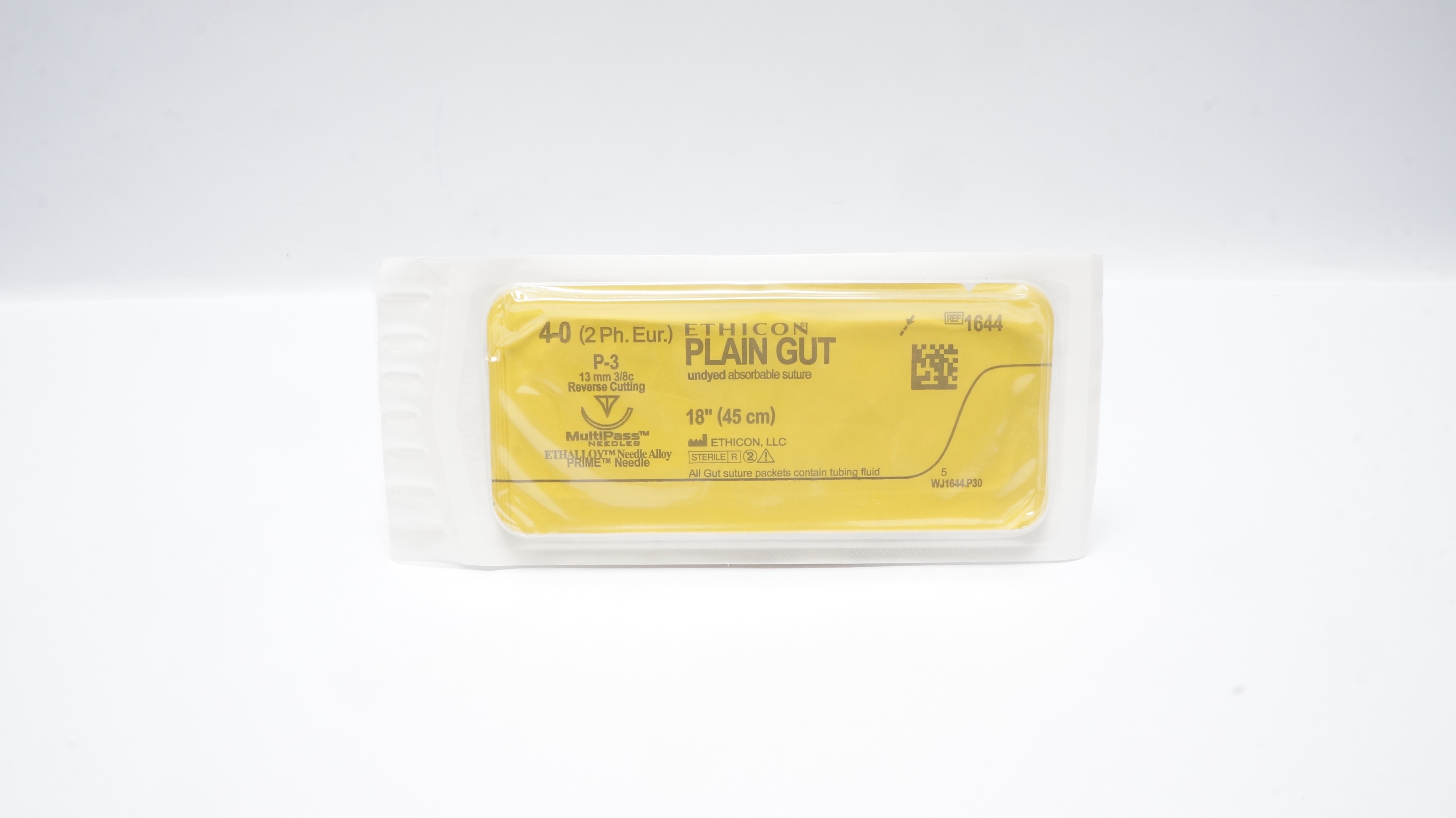 Ethicon 1644 4-0 PLAIN GUT Undyed Stre P-3 13mm 3/8c Reverse Cutting, 18inch