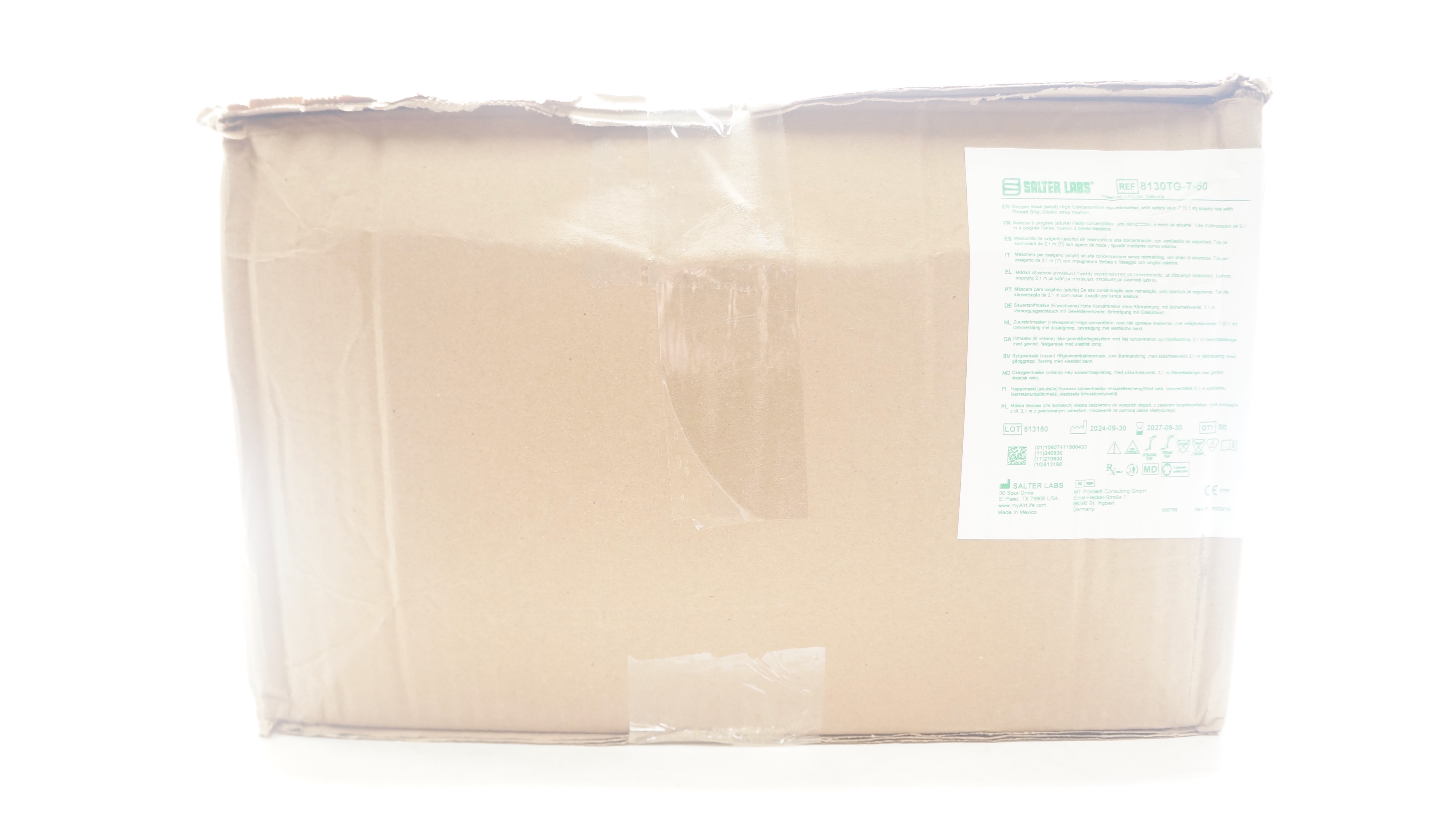 Salter Labs 8130TG-7-50 Oxygen Adult Mask High Concentration - Box of 50