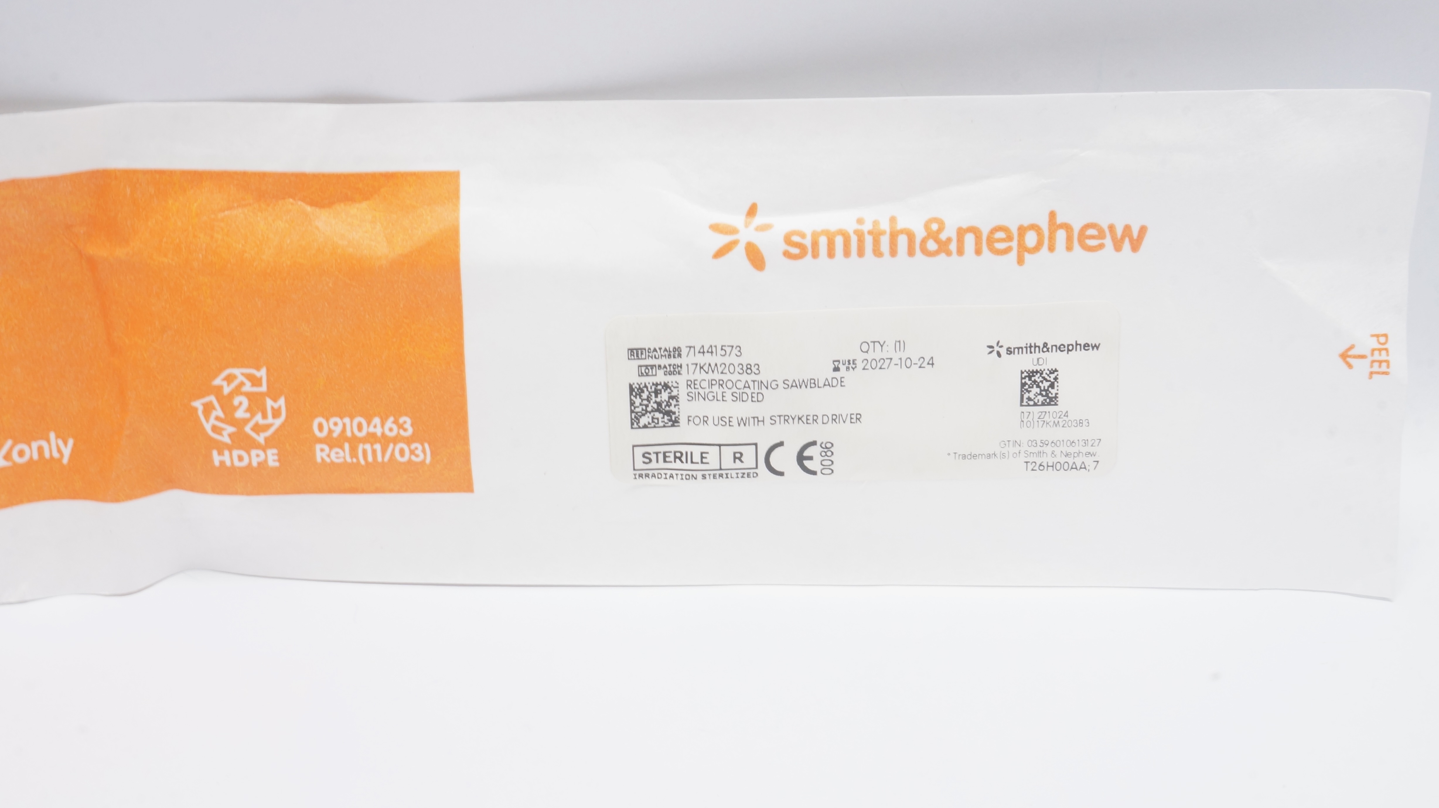Smith&Nephew 71441573 Reciprocating Sawblade Single Sided