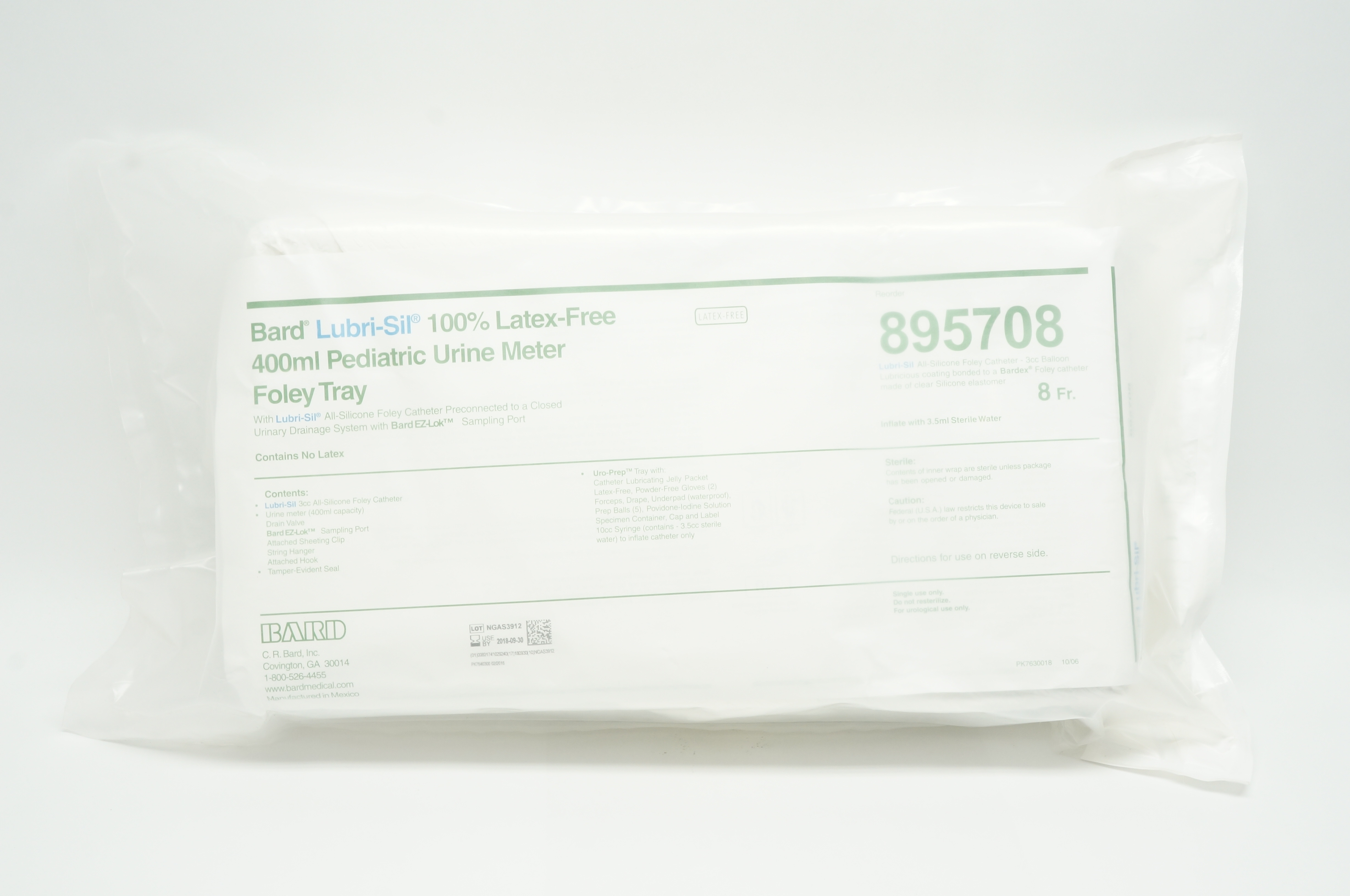 Bard 895708 Lubri-Sil Pediatric Urine Meter Foley Tray 400ml, 8Fr (x)