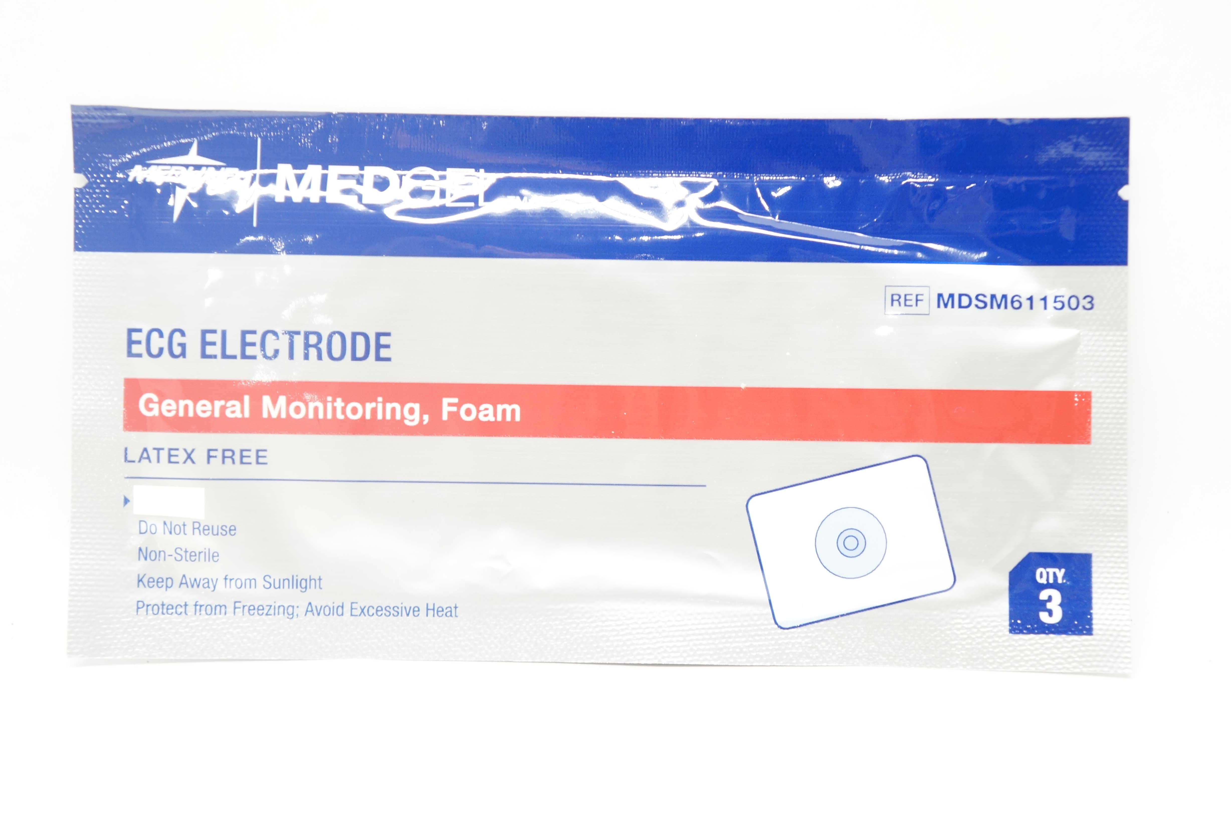 Medline MDSM611503 MedGel ECG Electrode General Monitoring Foam (x) - Pack of 3