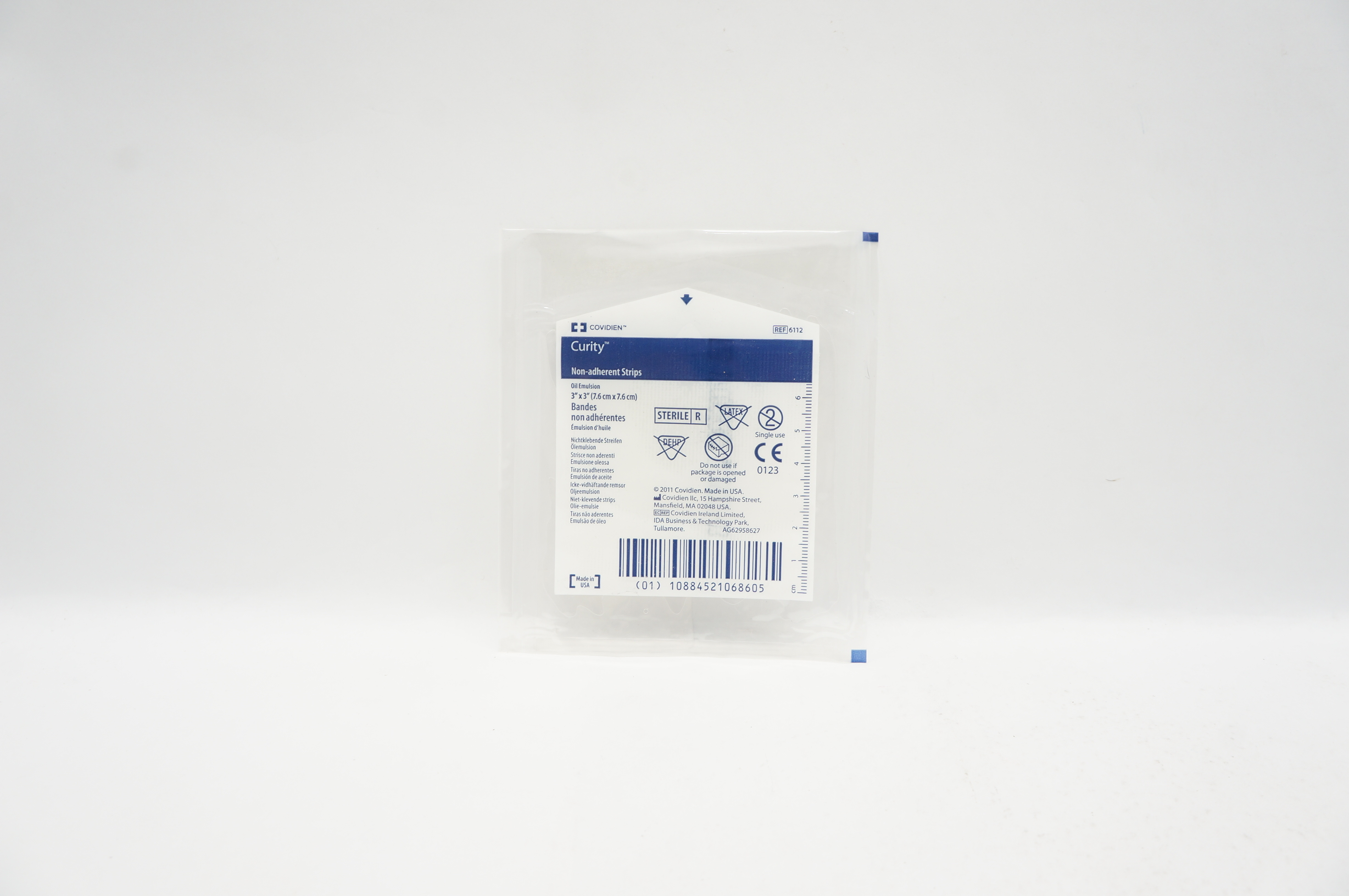 Covidien 6112 Curity Non-Adherent Strips Oil Emulsion 3 x 3 inch