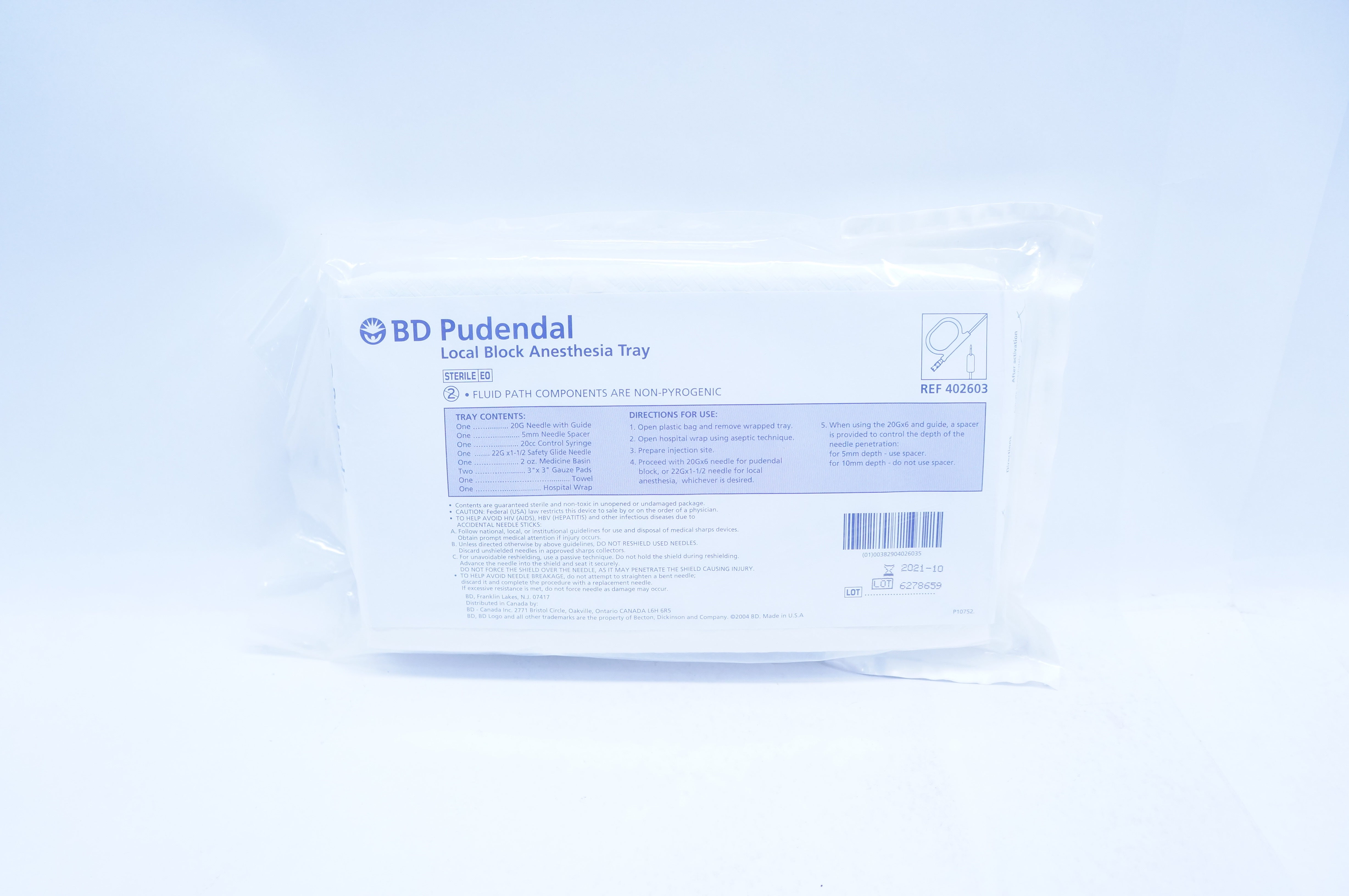 BD 402603 Pudendal Local Block Anesthesia Tray (x)