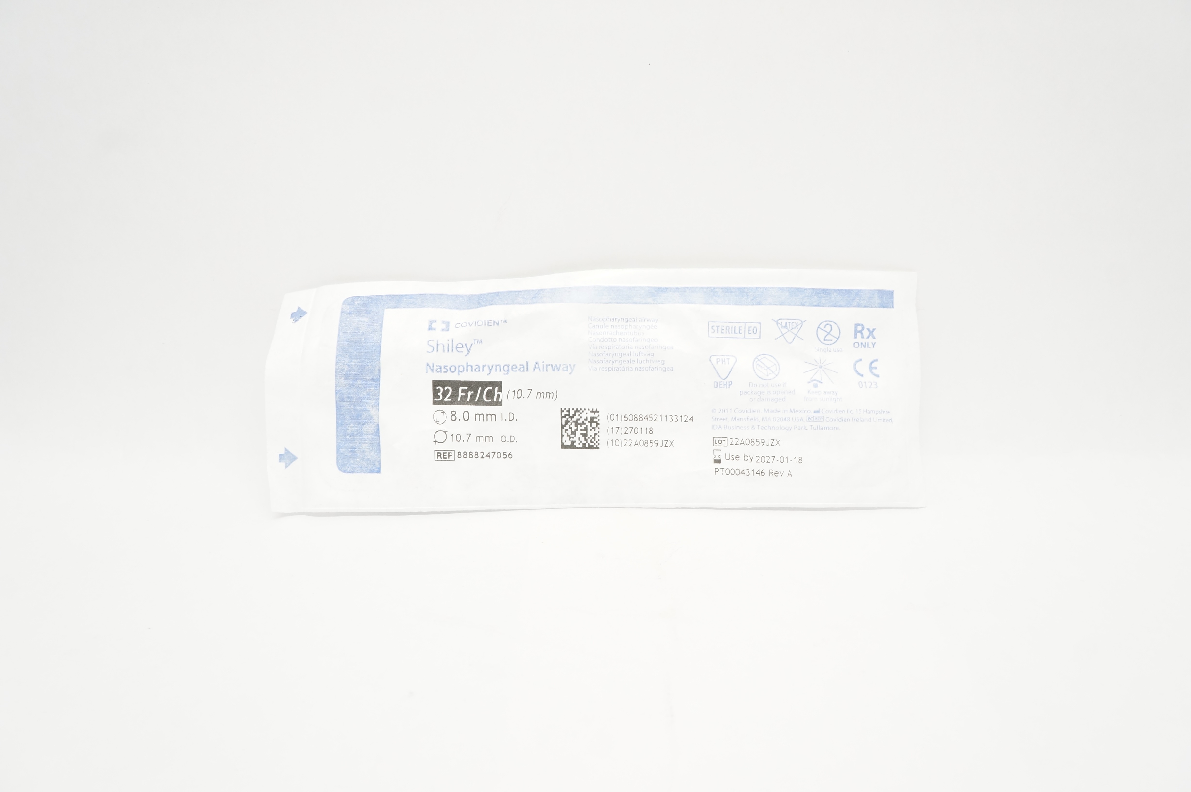 Covidien 8888247056 Mallinckrodt Nasopharyngeal Airway 32Fr/Ch 8.0ID x 10.7mm OD