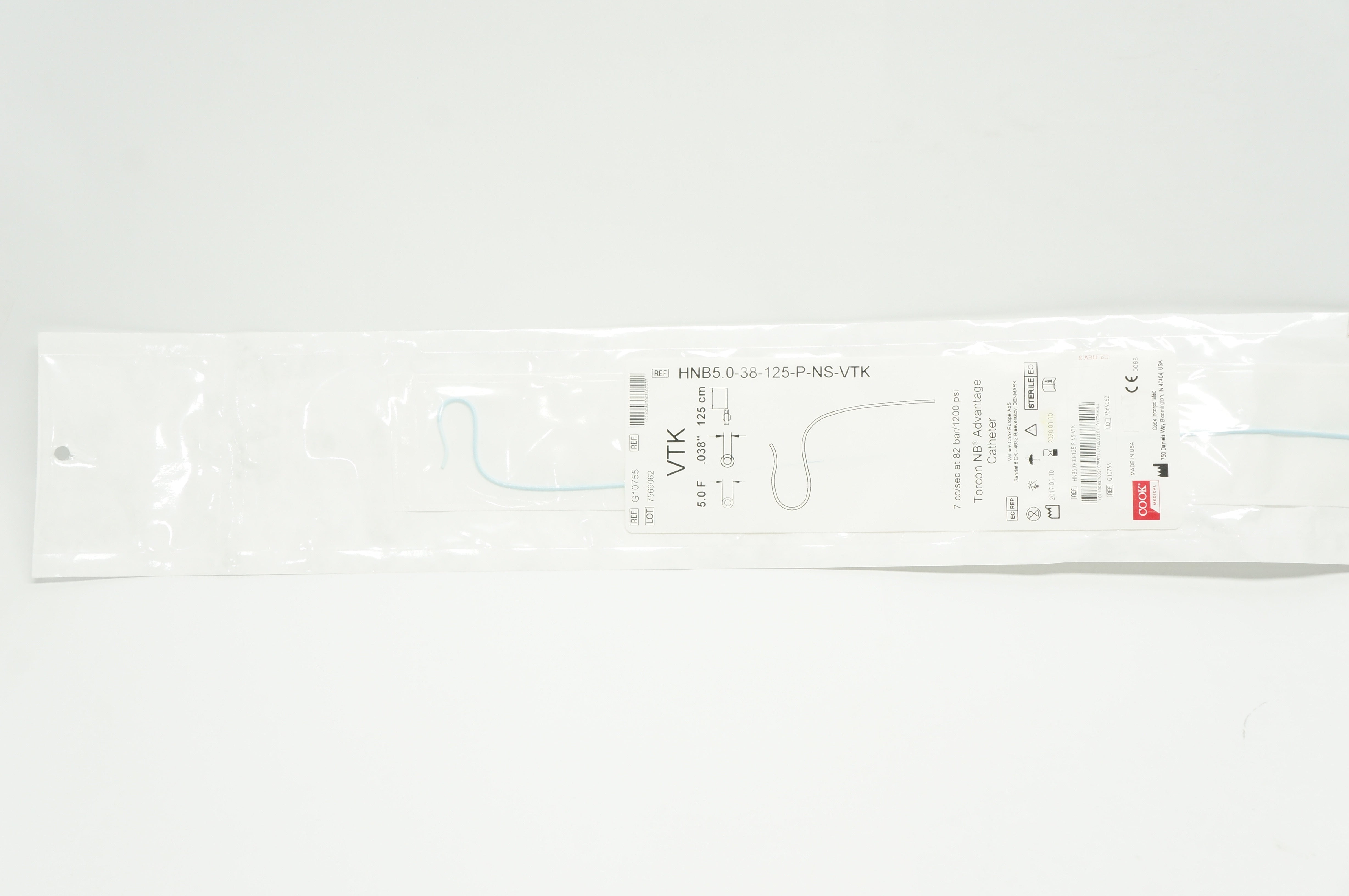 Cook Medical G10755 VTK Torcon NB Advantage Cath. 5.0F x.038inch x 125cm (x)