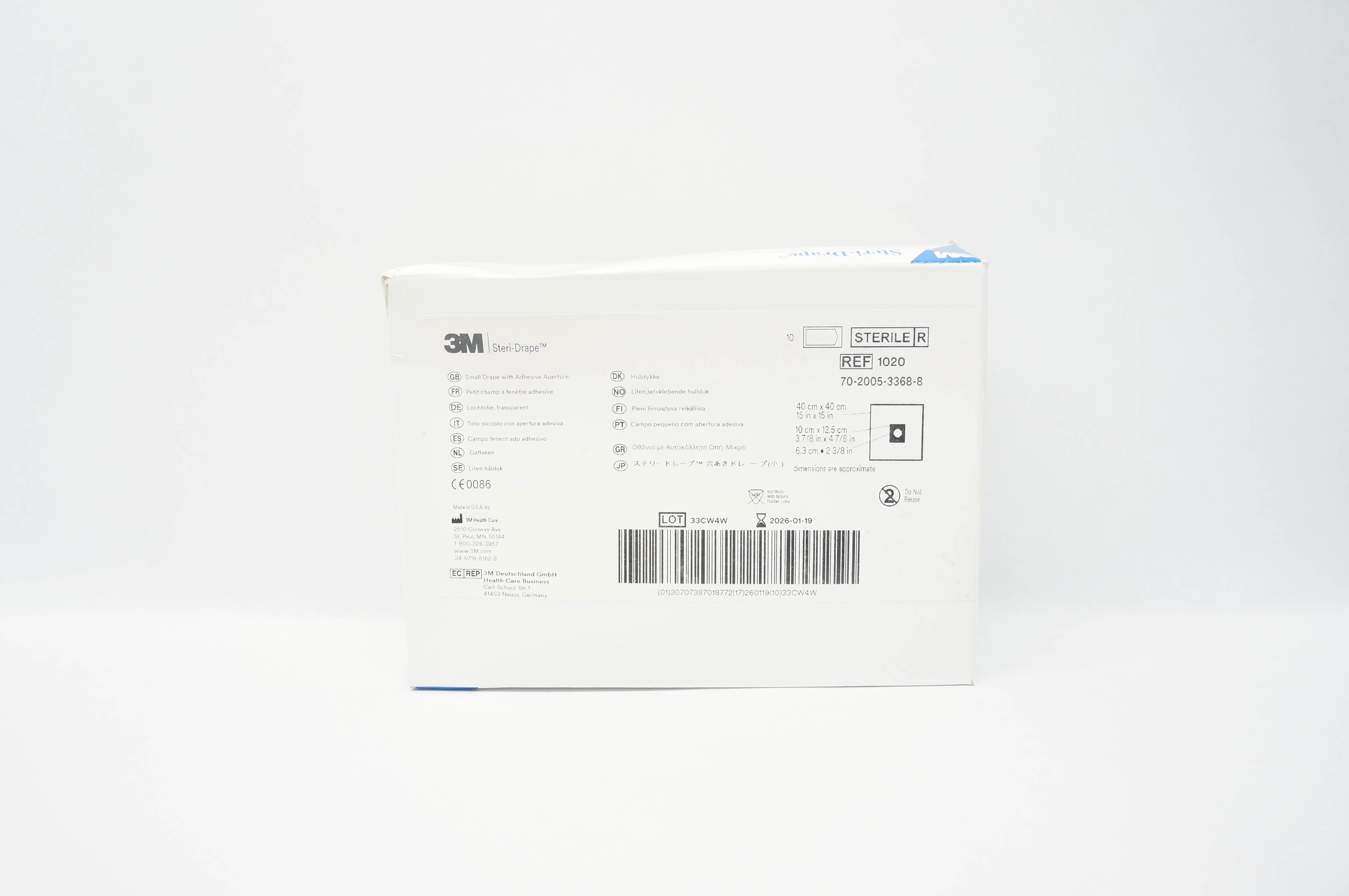 3M 1020 Steri-Drape Small Drape with Adhesive Aperture 15 x 15inch - Box of 10