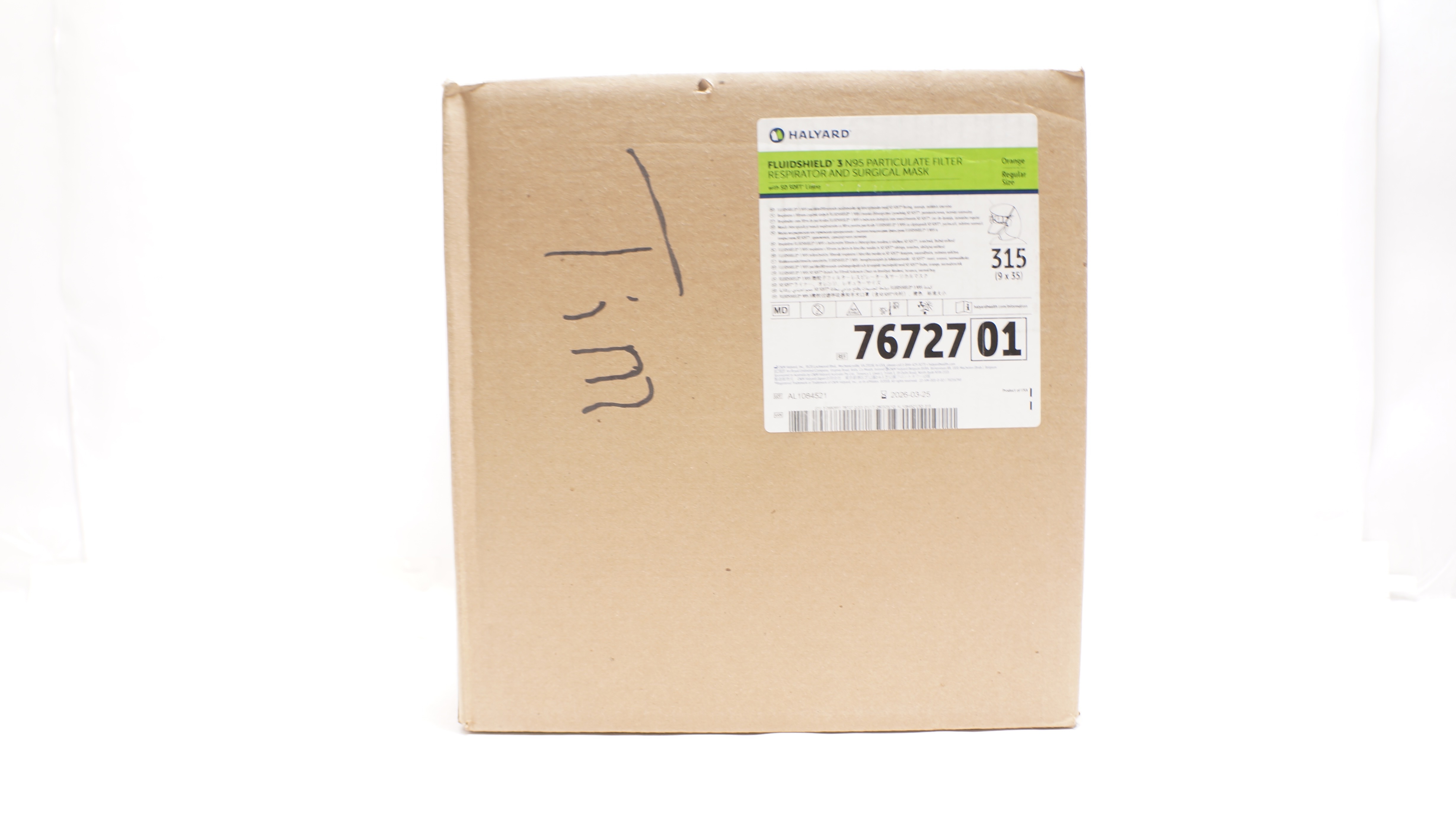 Halyard 76727 Fluidshield 3 N95 Particulate Filter Respirator & Mask-Case of 315