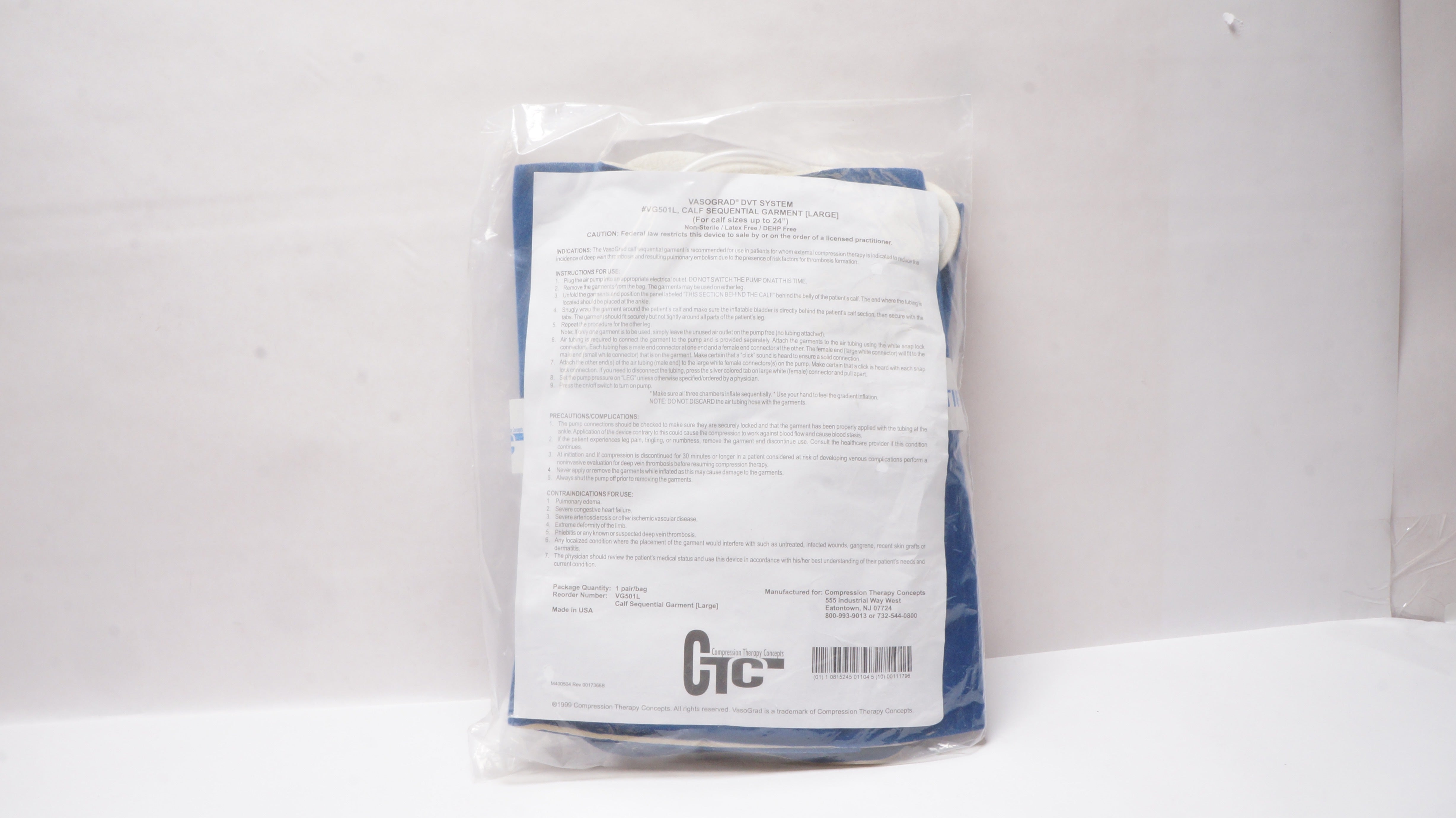 CTC VG501L Vasograd DVT System, Calf Sequential Garment, Large