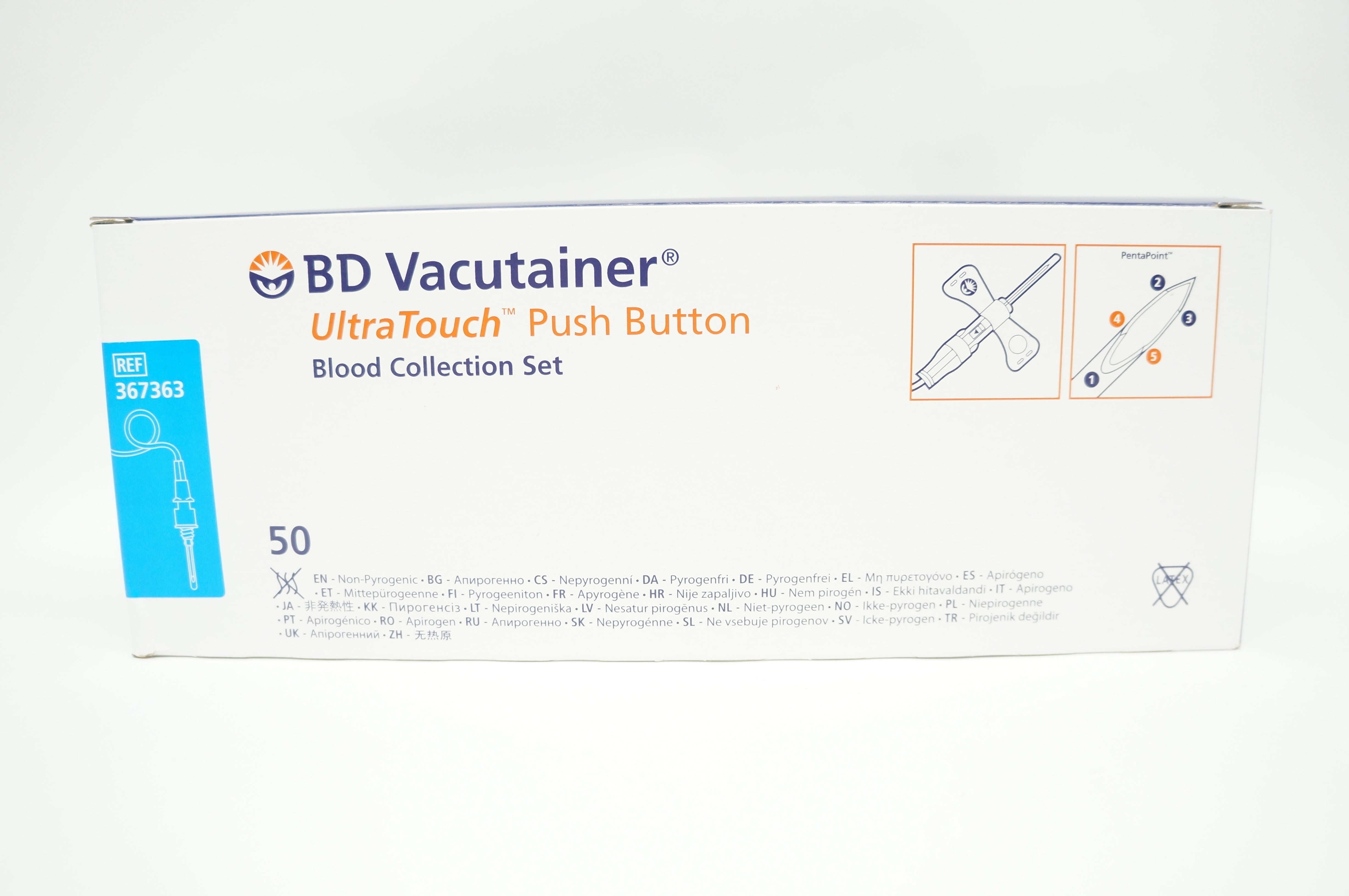 BD Vacutainer 367363 UltraTouch Push Button Blood Collection Set (x) - Box of 50