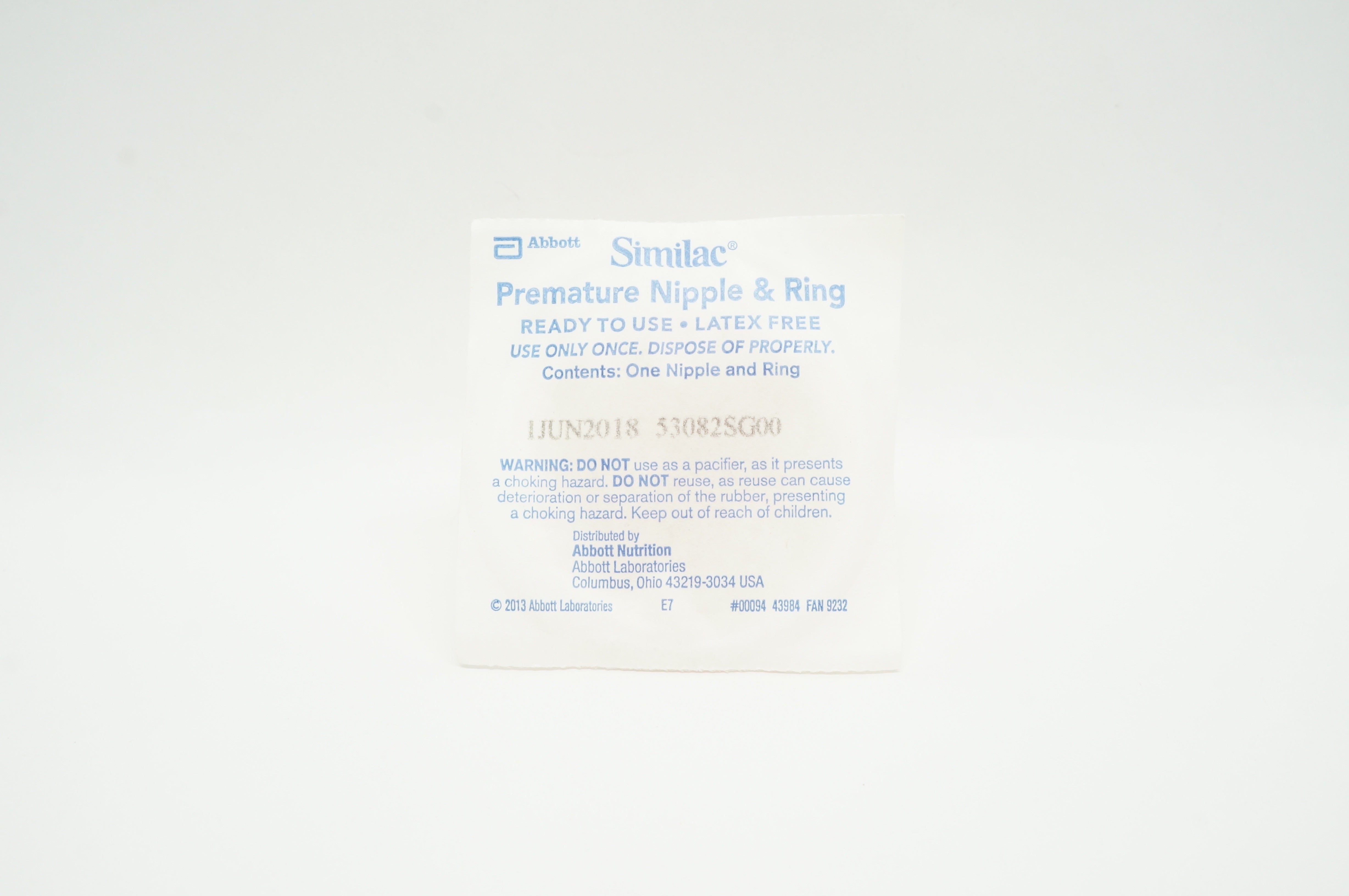 Abbott 53082SG00 Similac Premature Nipple & Ring (x)