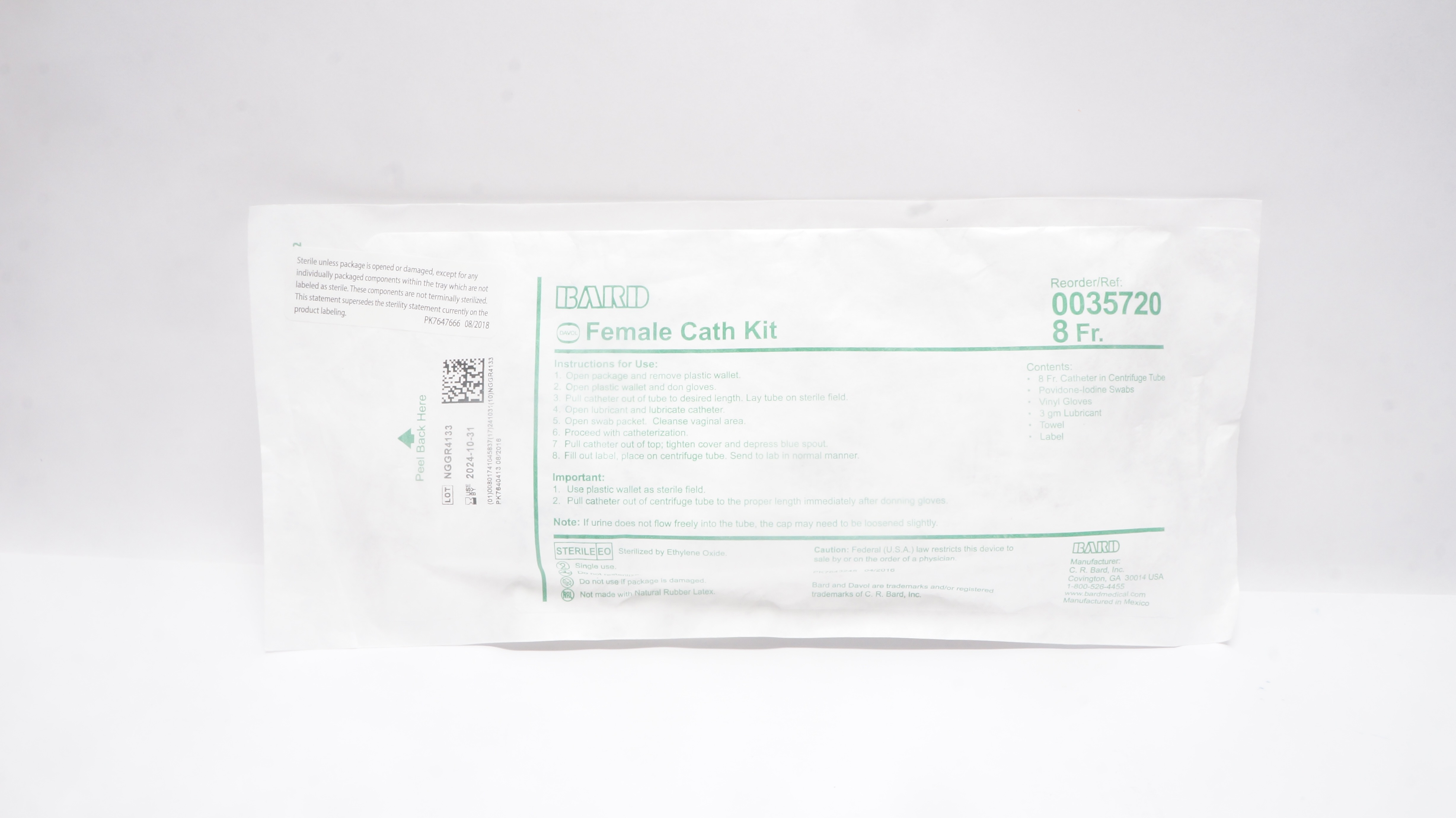 Bard 0035720 Female Cath. Kit 8Fr.