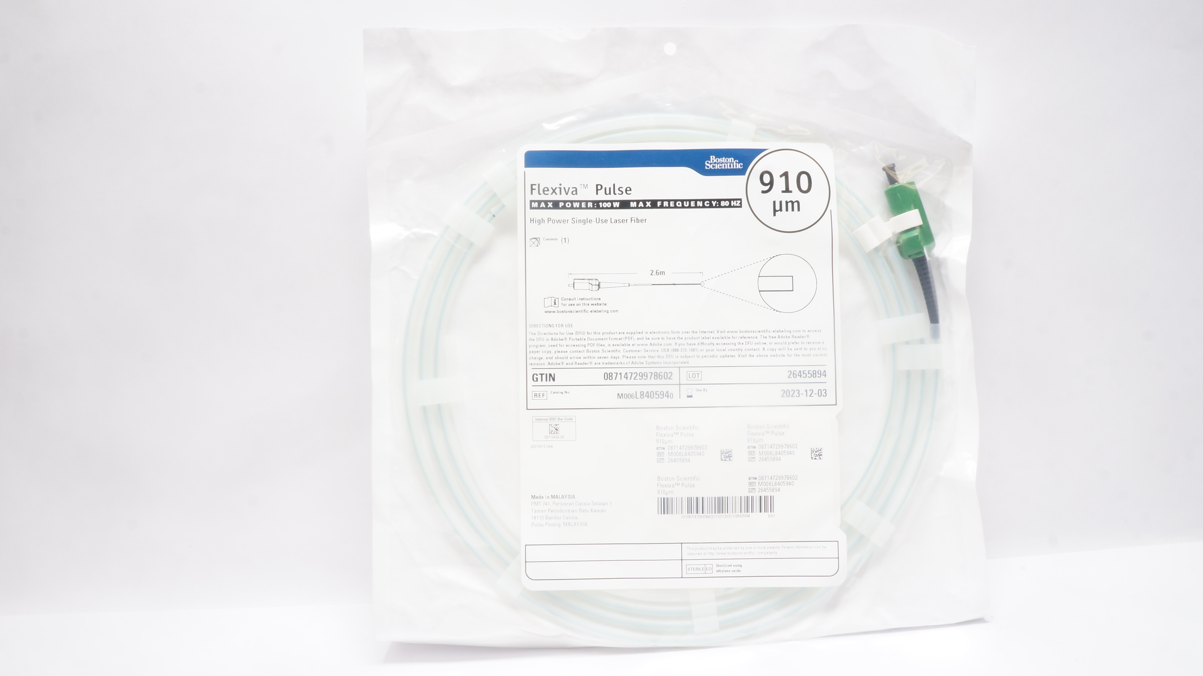 Boston Scientific L840594 Flexivia High Power Single-Use Laser Fiber 910uum