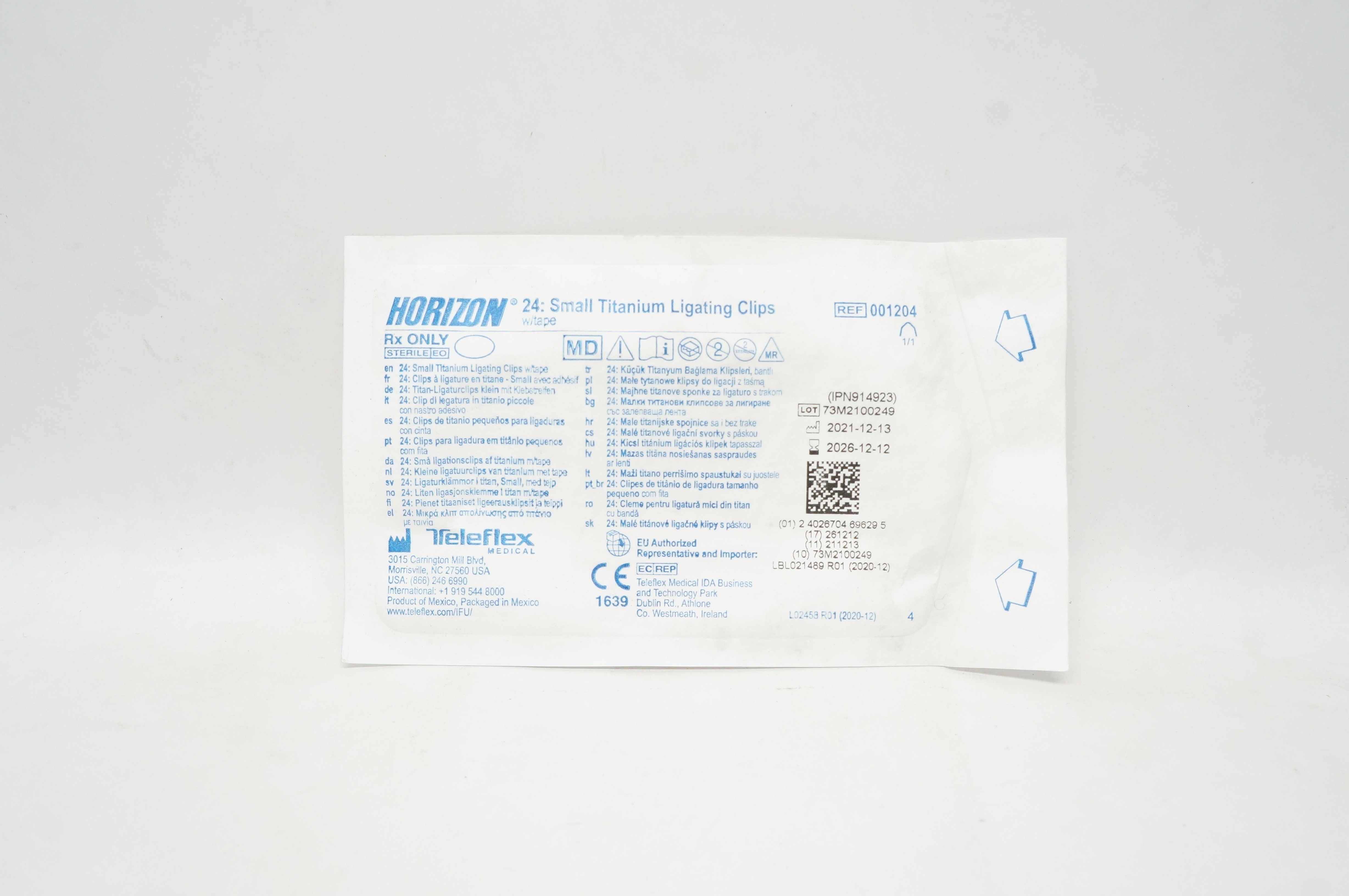 Teleflex 001204 Horizon 24 Small Titanium Clips with Tape