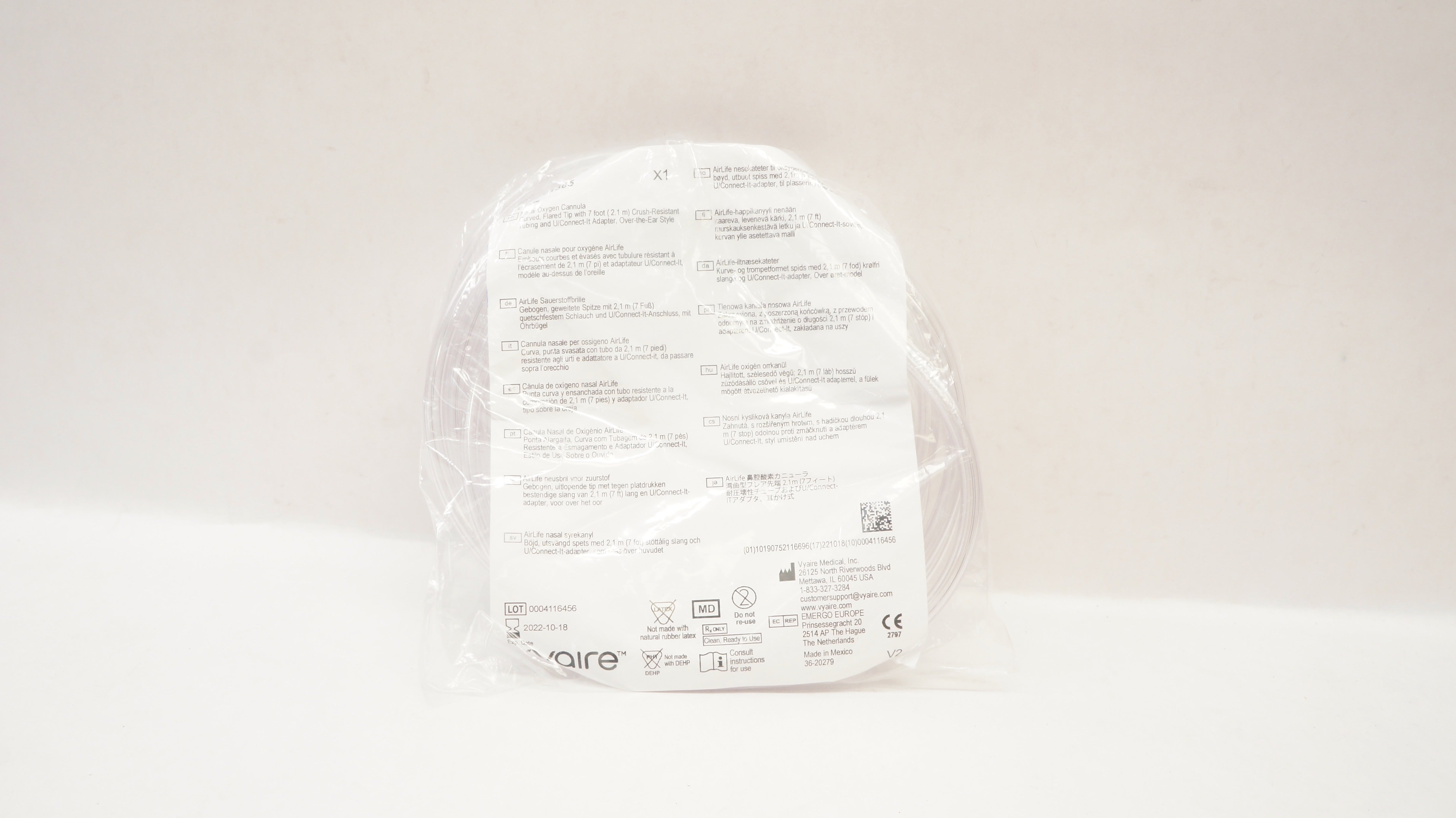 Vyaire 001365 AirLife Nasal Oxygen Cannula  7ft. (x)