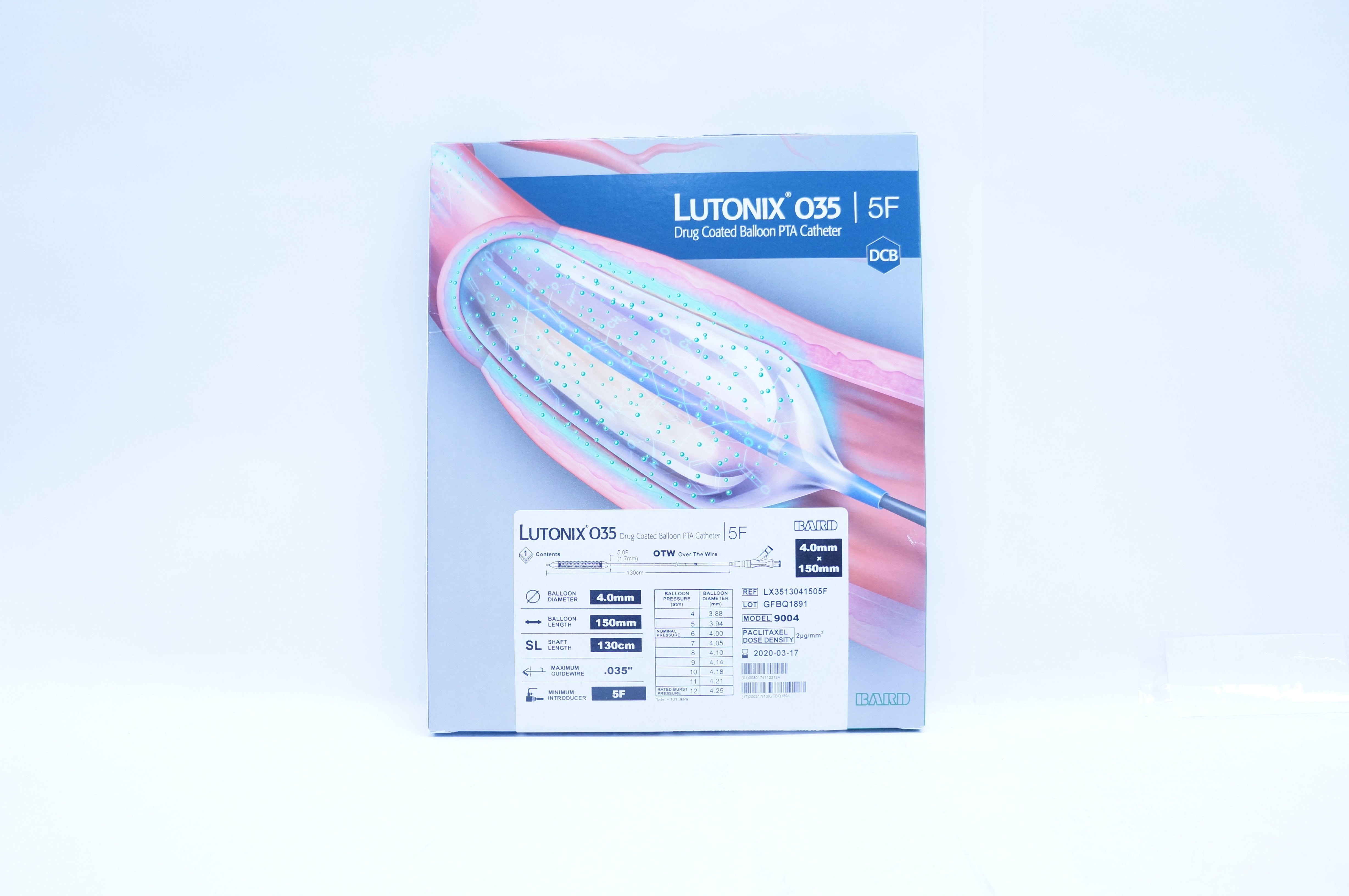 Bard LX351304505F Lutonix 035 OTW Drug Coated Balloon PTA Cath. 5F (x)