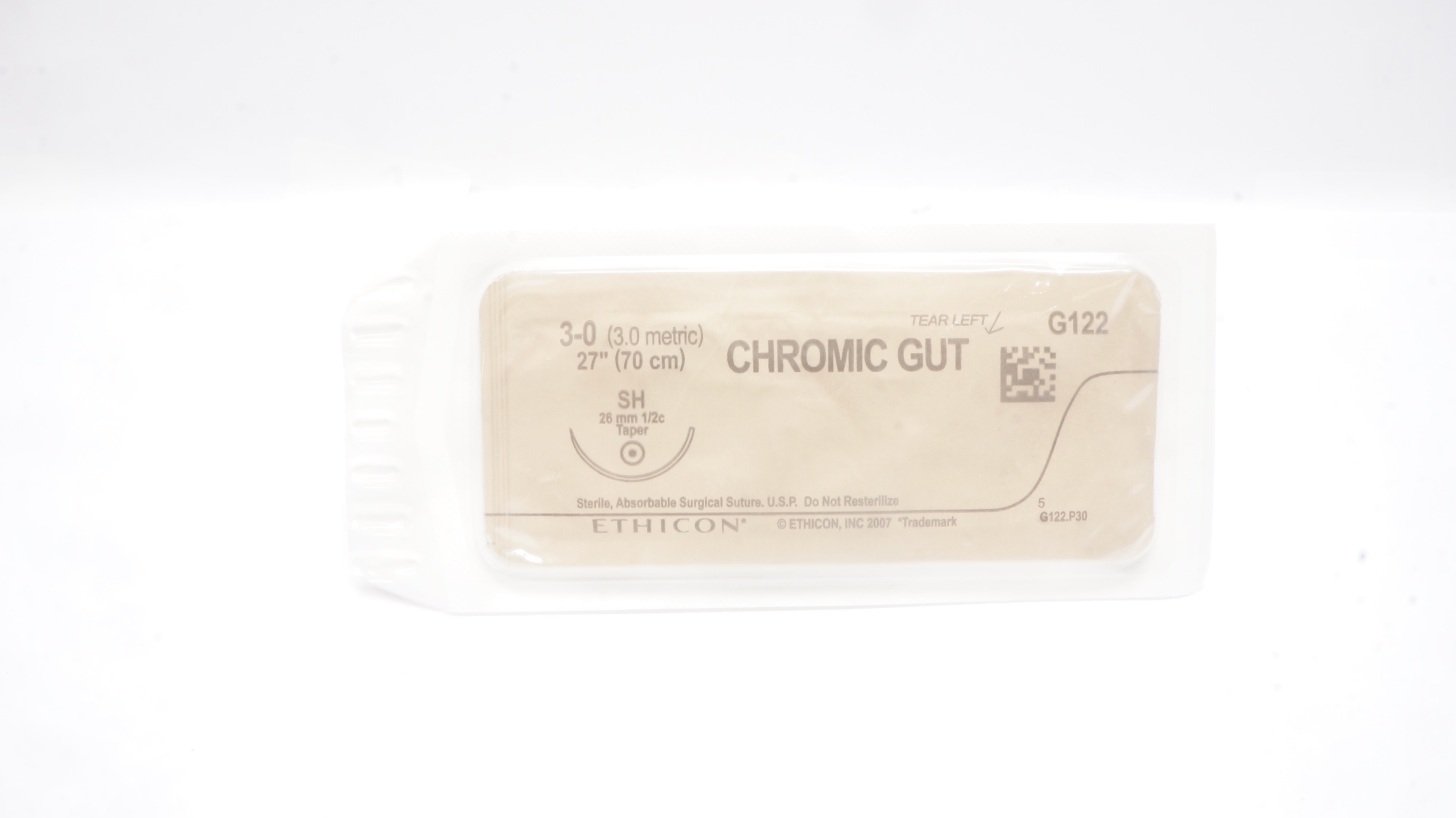 Ethicon G122 3-0 Chromic Gut, SH, 26mm 1/2c Taper, 27inch (x)