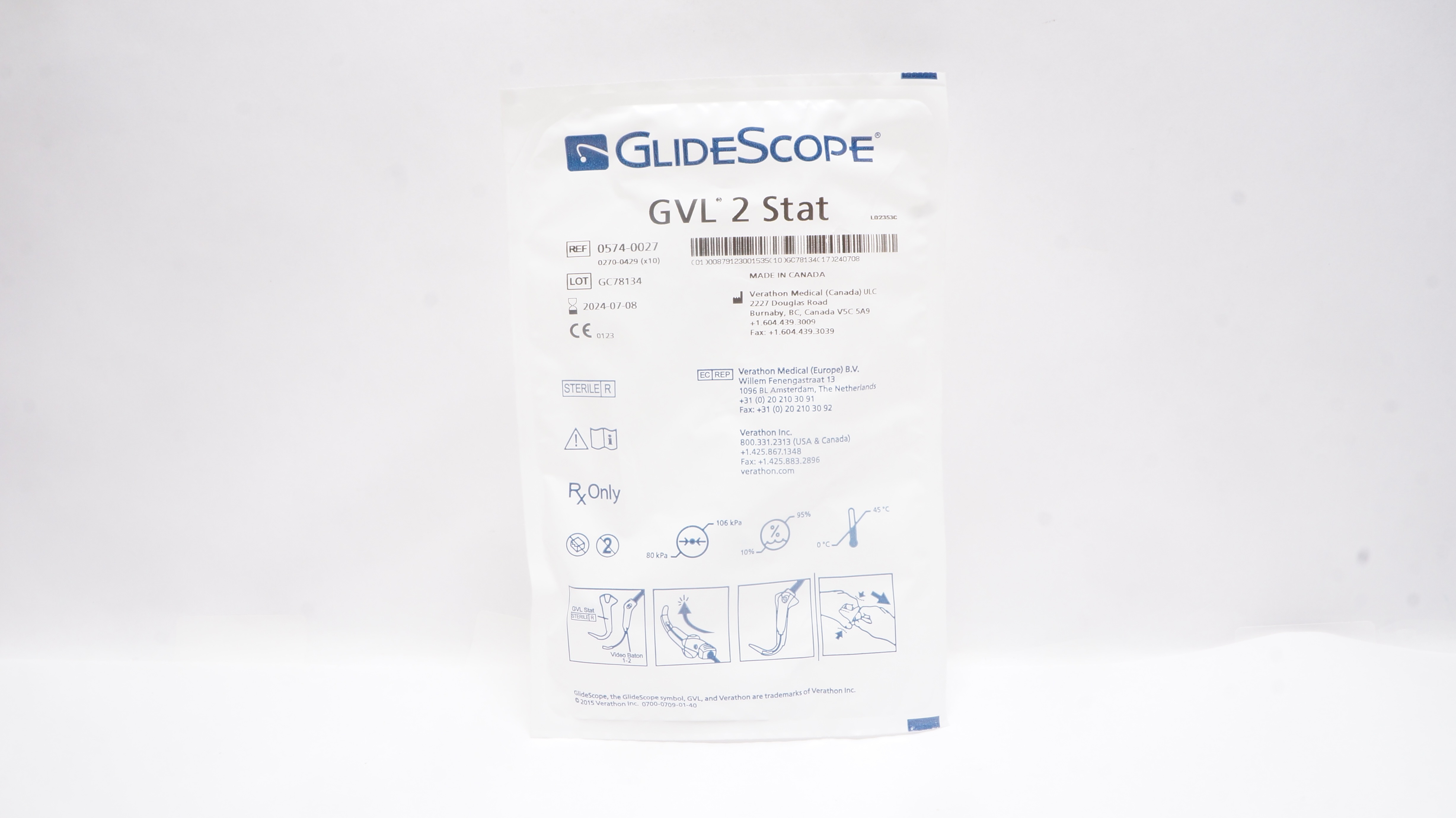 Verathon Medical 0574-0027 GlideScope GVL 2 Stat