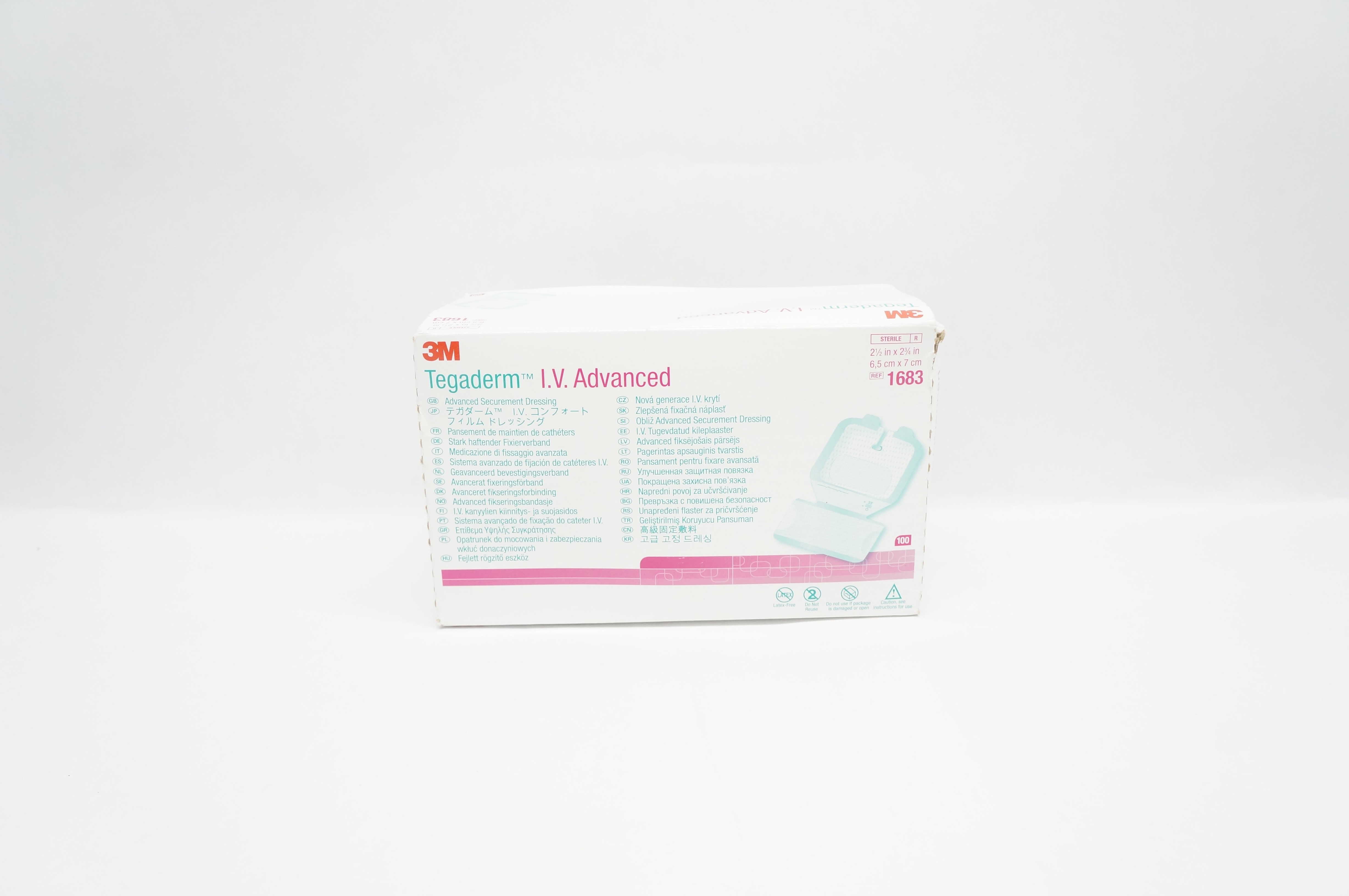 3M 1683 Tegaderm IV Advanced Securement Dressing 2-1/2 x 2-3/4inch - Box of 100