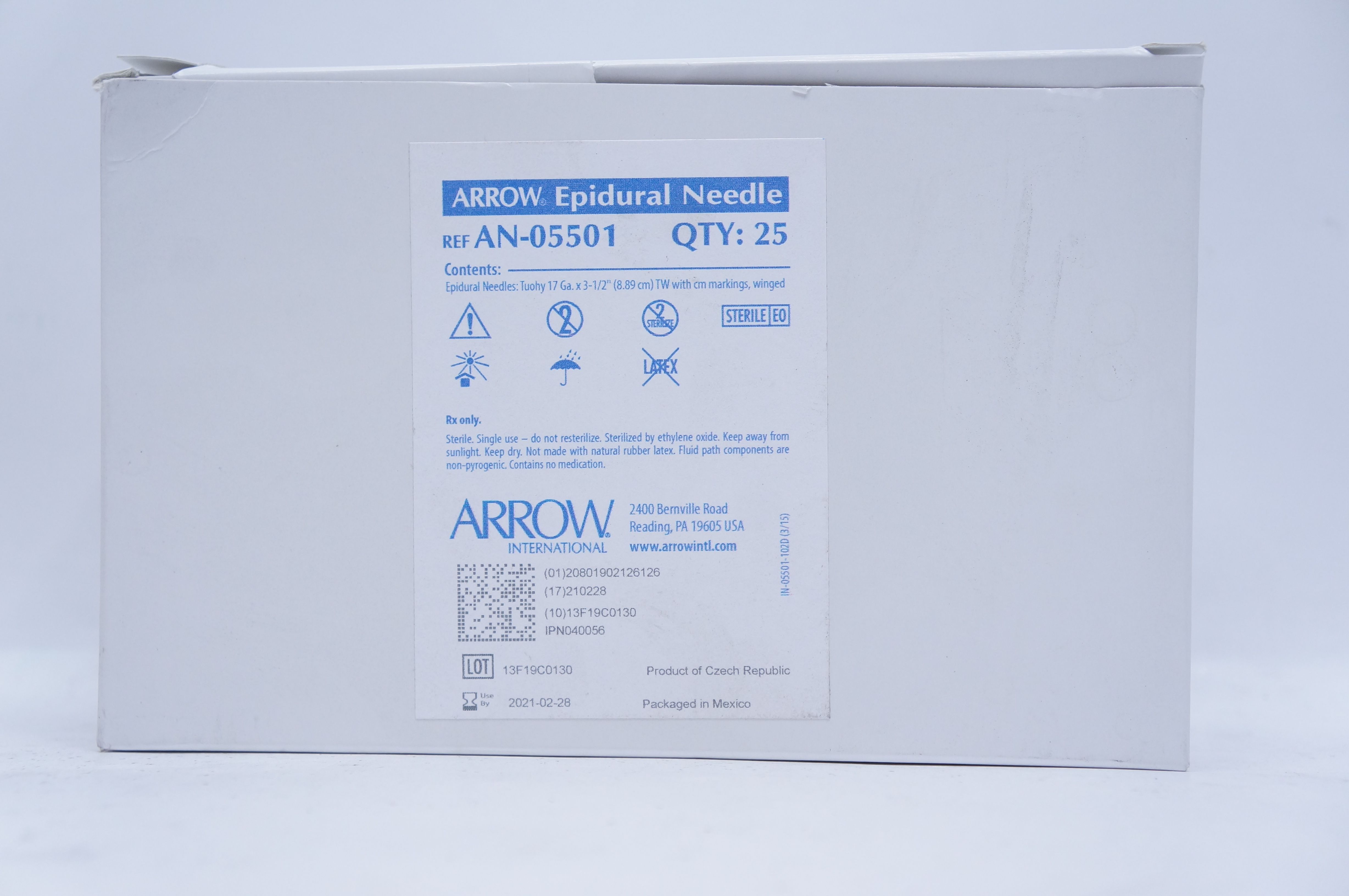 Arrow AN-055011 Epidural Ndle - Box of 25