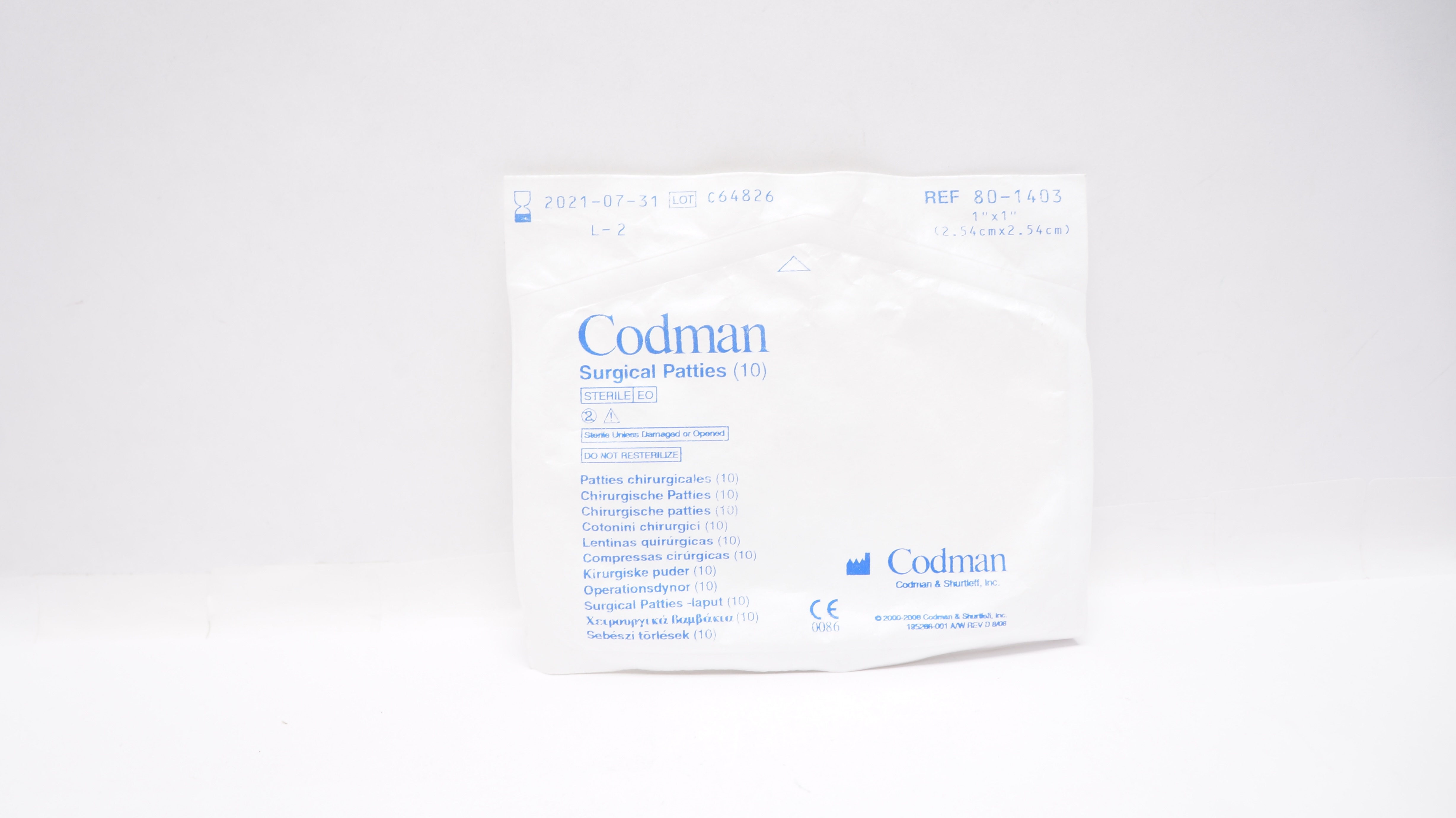 Codman 80-1403 Surgical Patties 1inch x 1inch (x) - Pack of 10