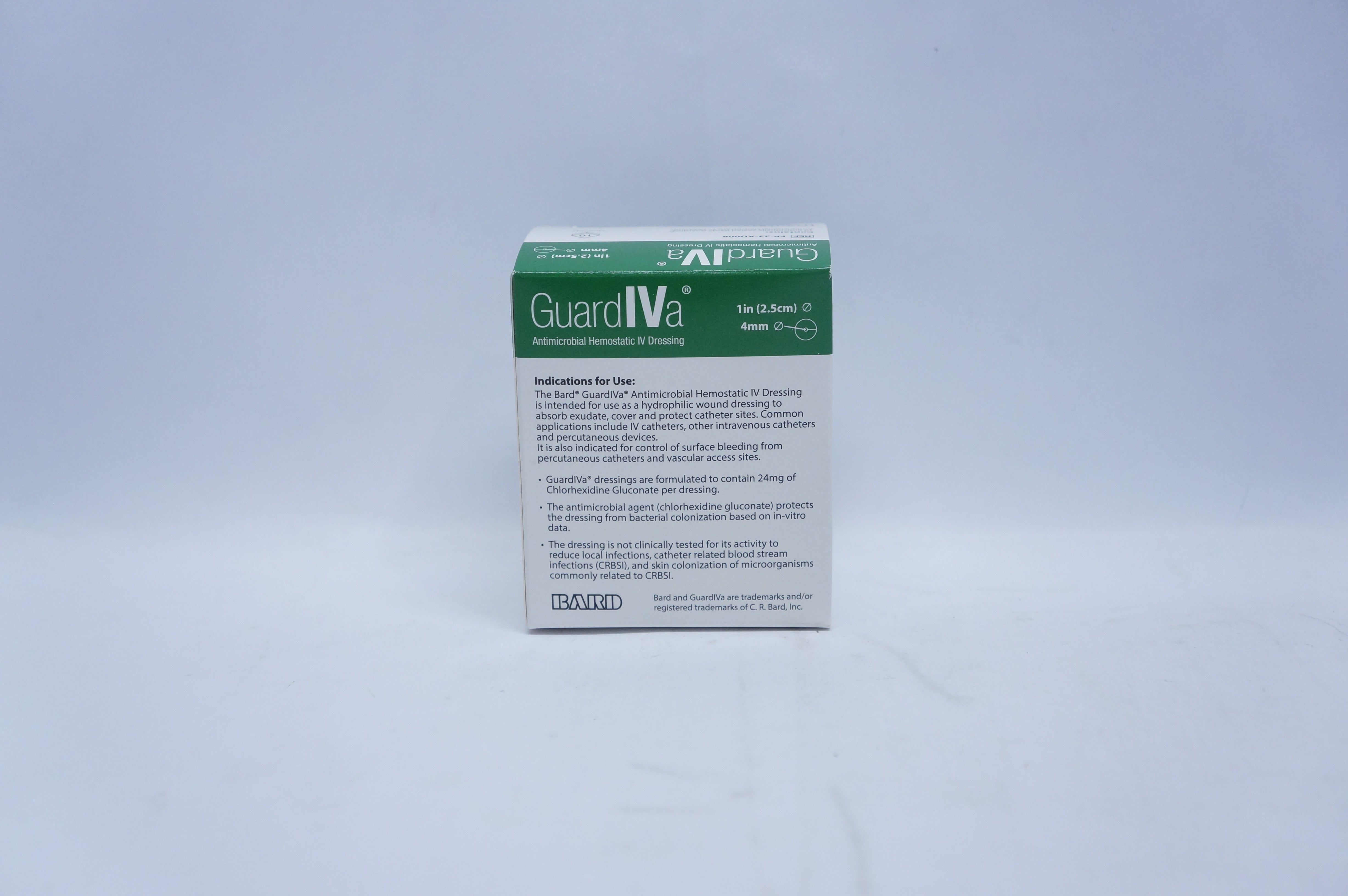 Bard FP-23-AD008 Antimicrobial Hemostatic IV Dressing 1in x 4mm (x) Box of 10